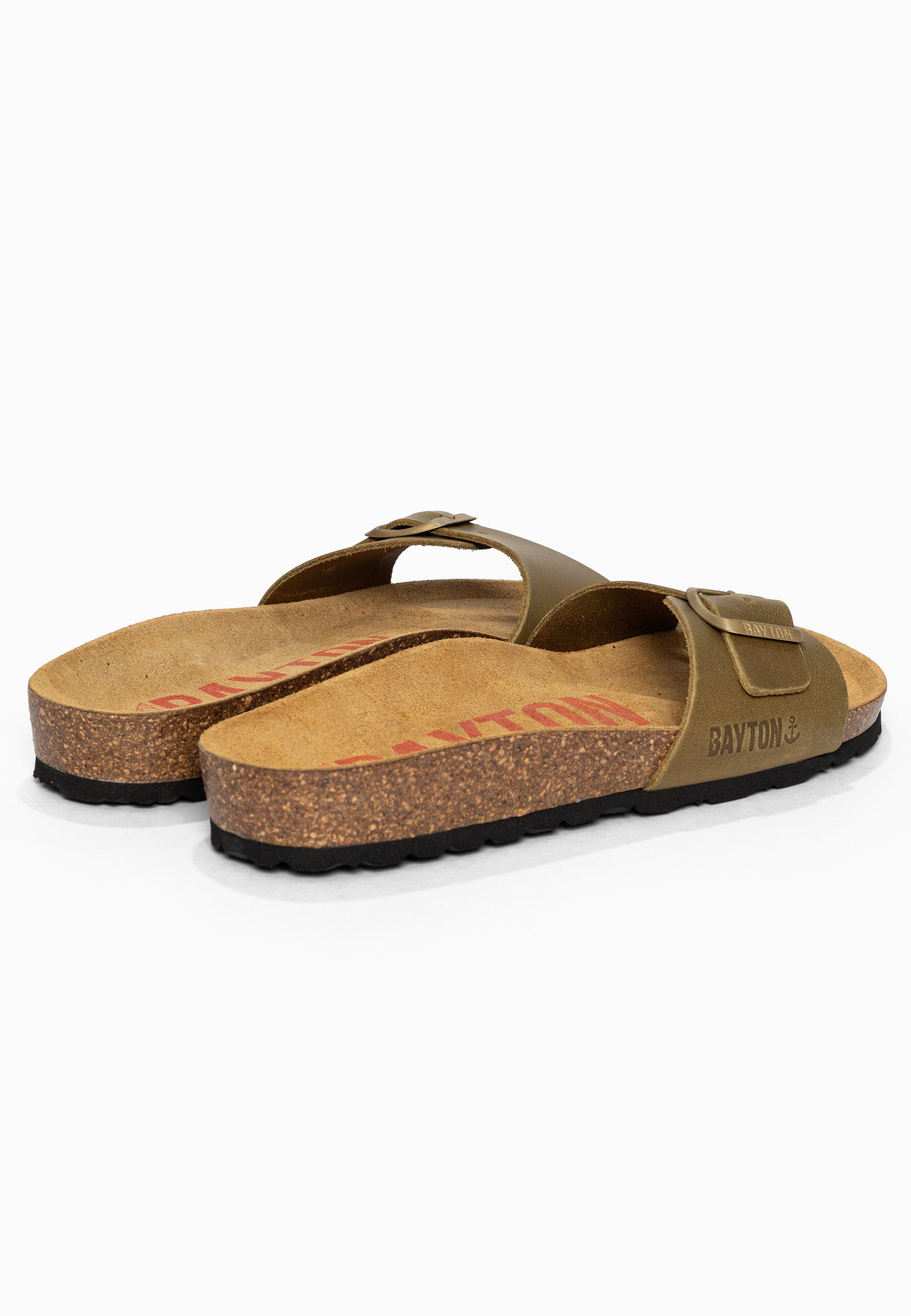 Sandales 1 Bride Zephyr Kaki en Cuir Bayton pour Femme