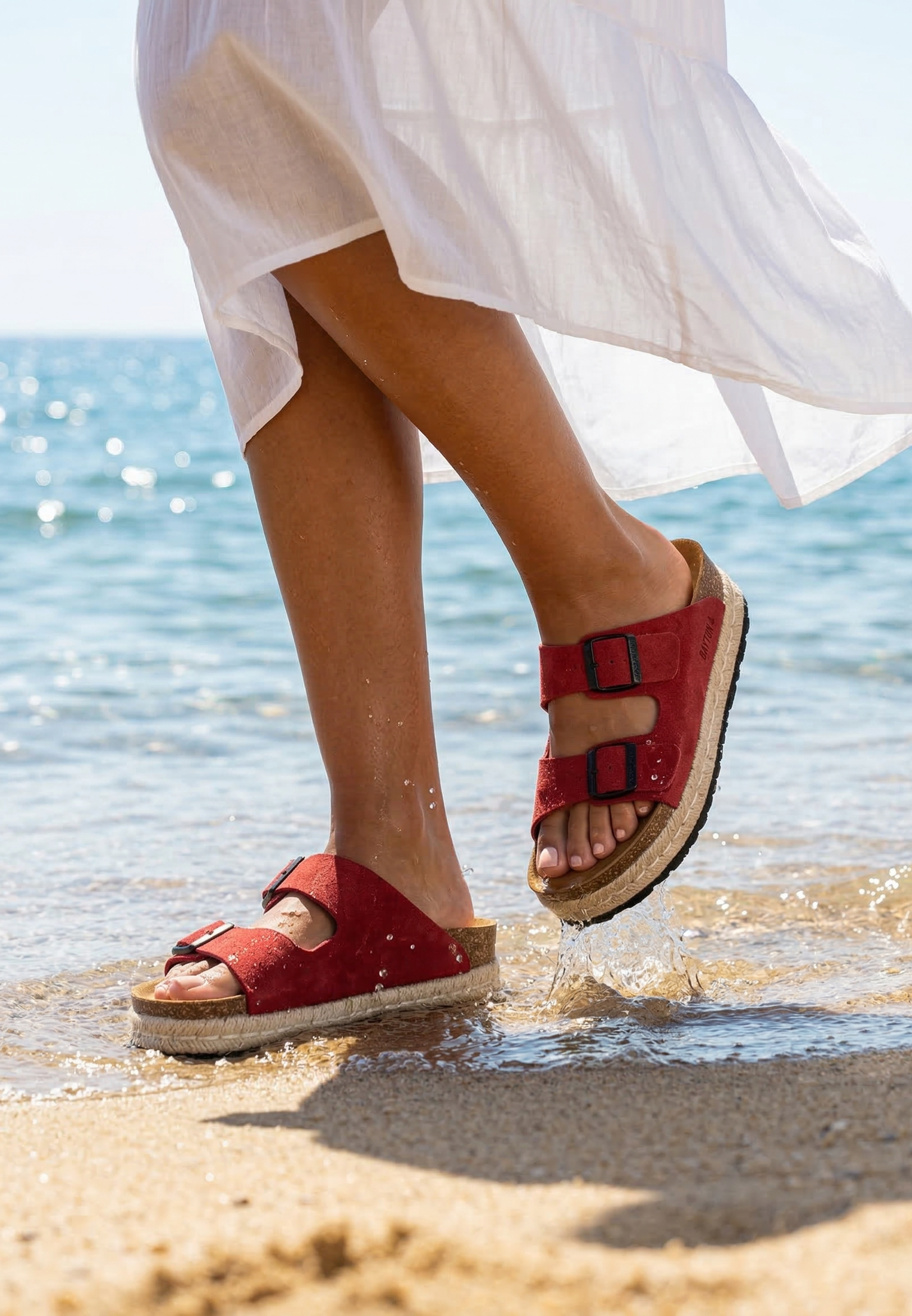 Sandales Alcee Rouge en Cuir Suédé
