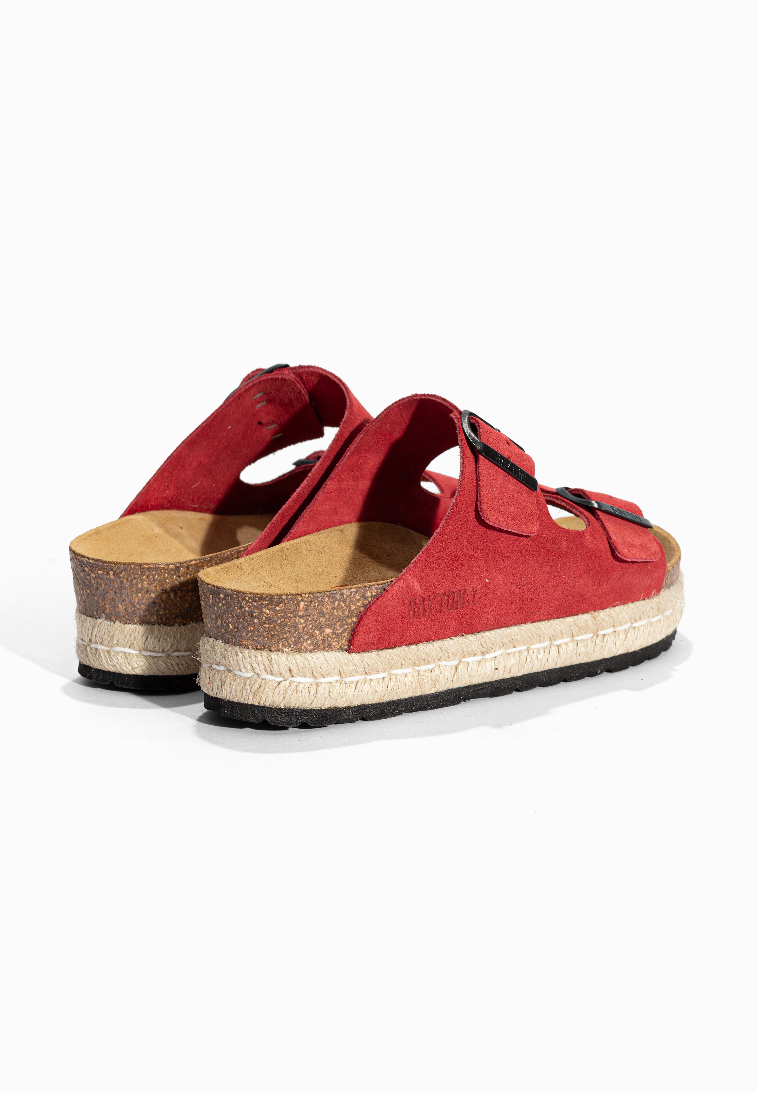 Sandales à Plateforme Alcee Rouge en Cuir Suédé Bayton pour Femme