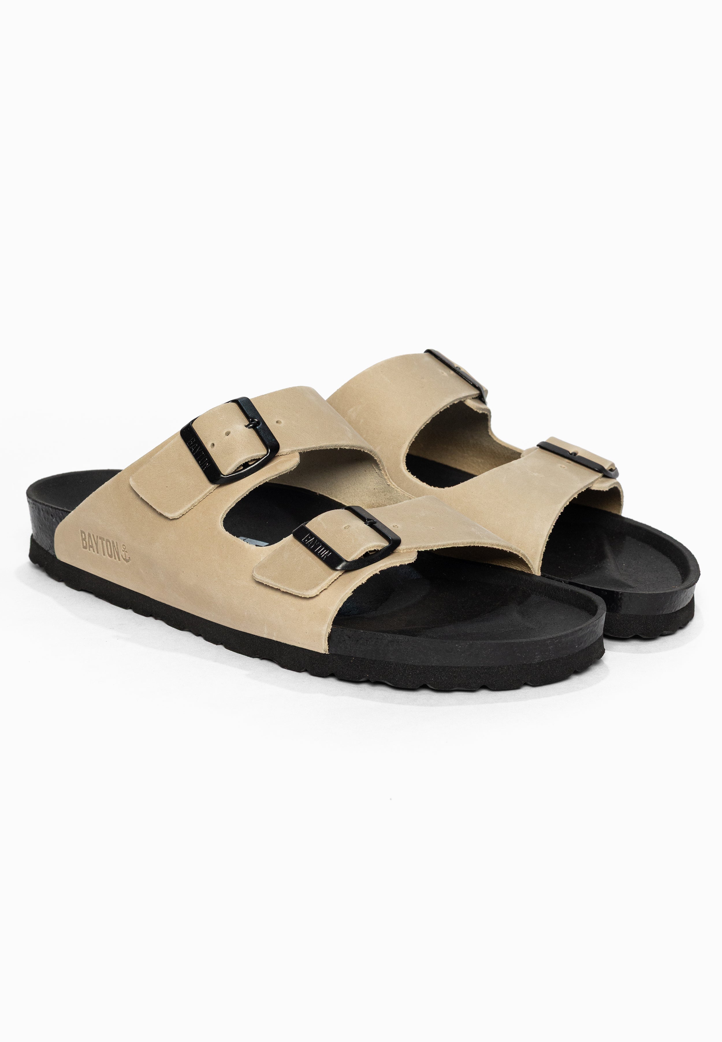 Sandales 2 Brides Atlas Beige en Cuir Bayton pour Homme