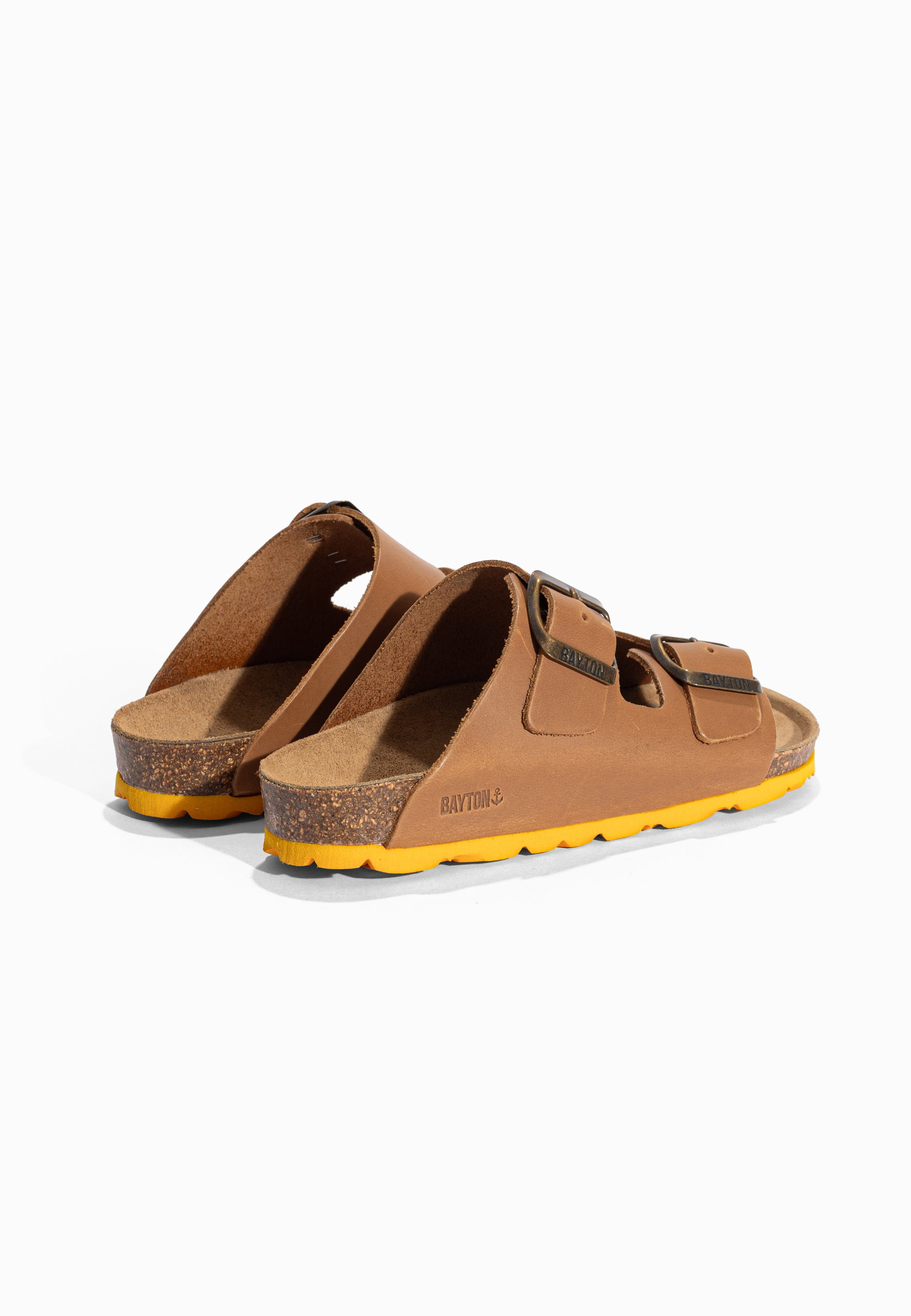 Sandales 2 Brides Atlas Marron en Cuir Bayton pour Enfant