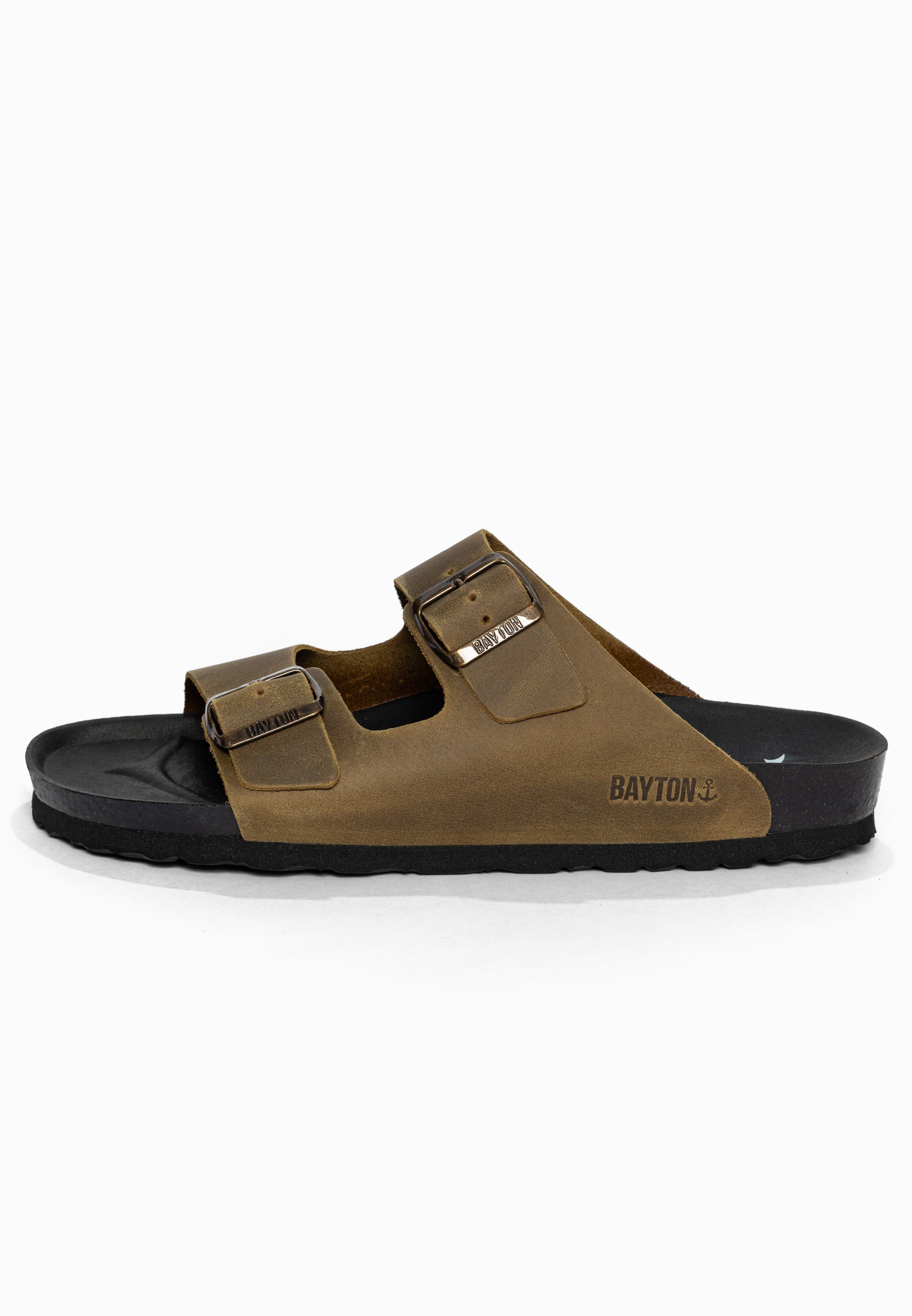 Sandales 2 Brides Atlas Kaki en Cuir Bayton pour Homme