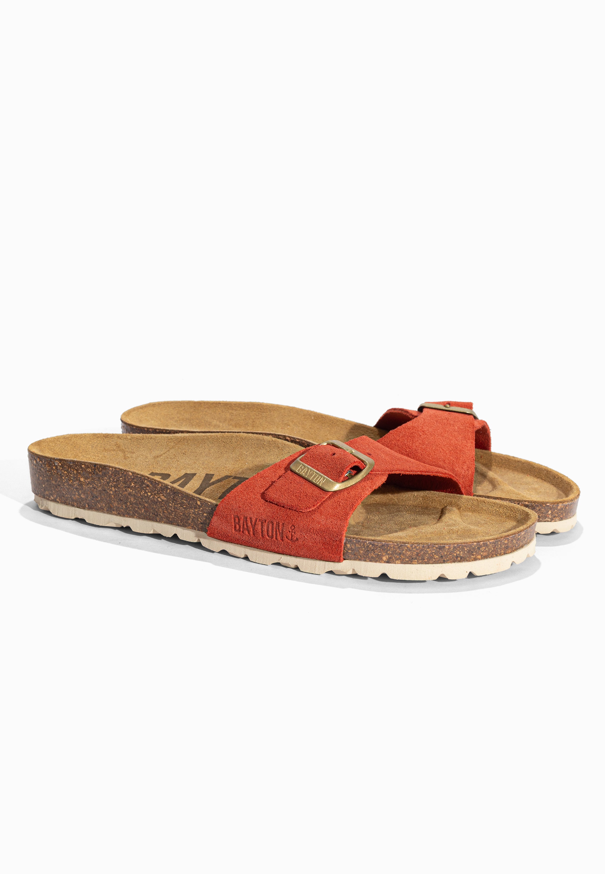 Sandales 1 Bride Zephyr Orange en Cuir Suédé Bayton pour Femme