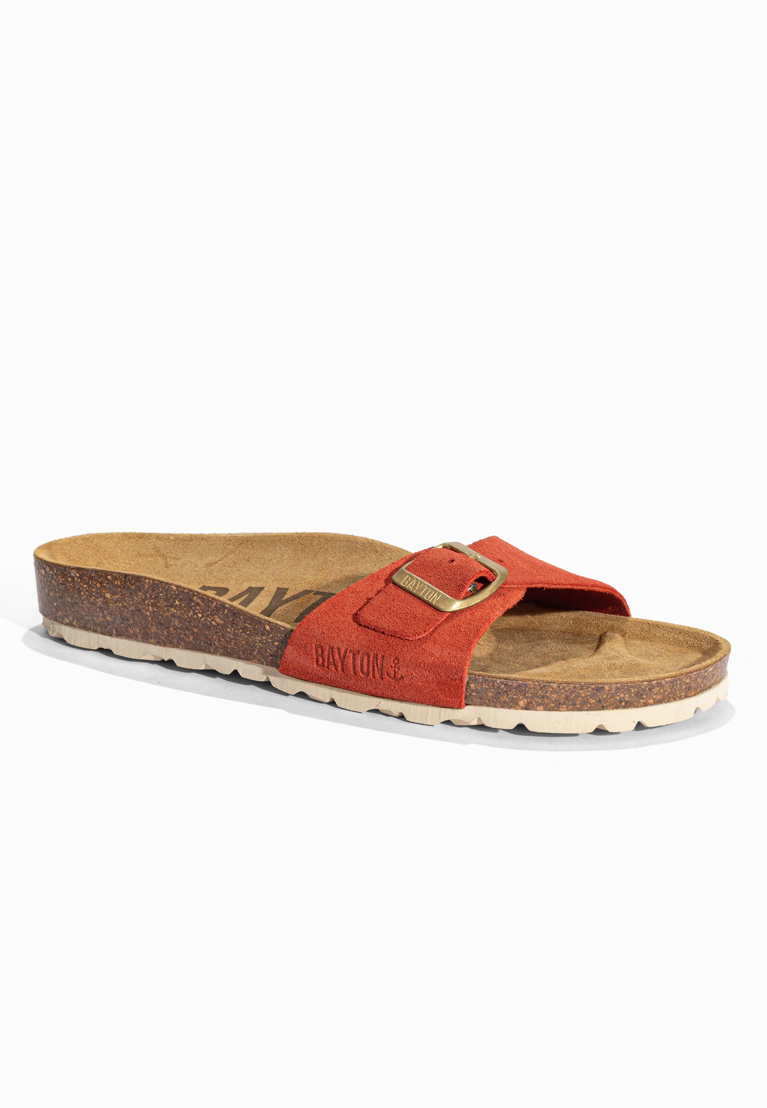 Sandales 1 Bride Zephyr Orange en Cuir Suédé Bayton pour Femme