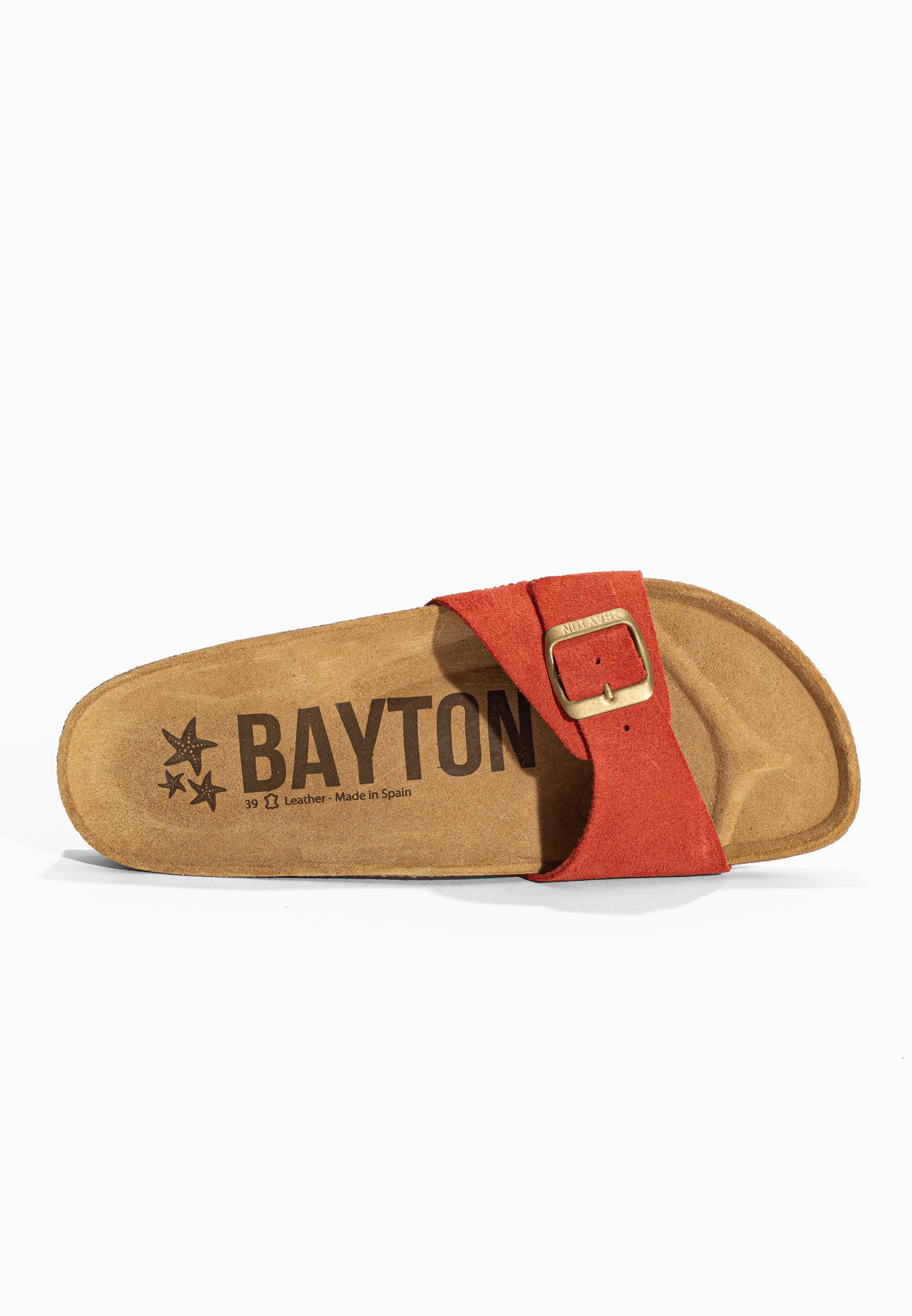 Sandales 1 Bride Zephyr Orange en Cuir Suédé Bayton pour Femme