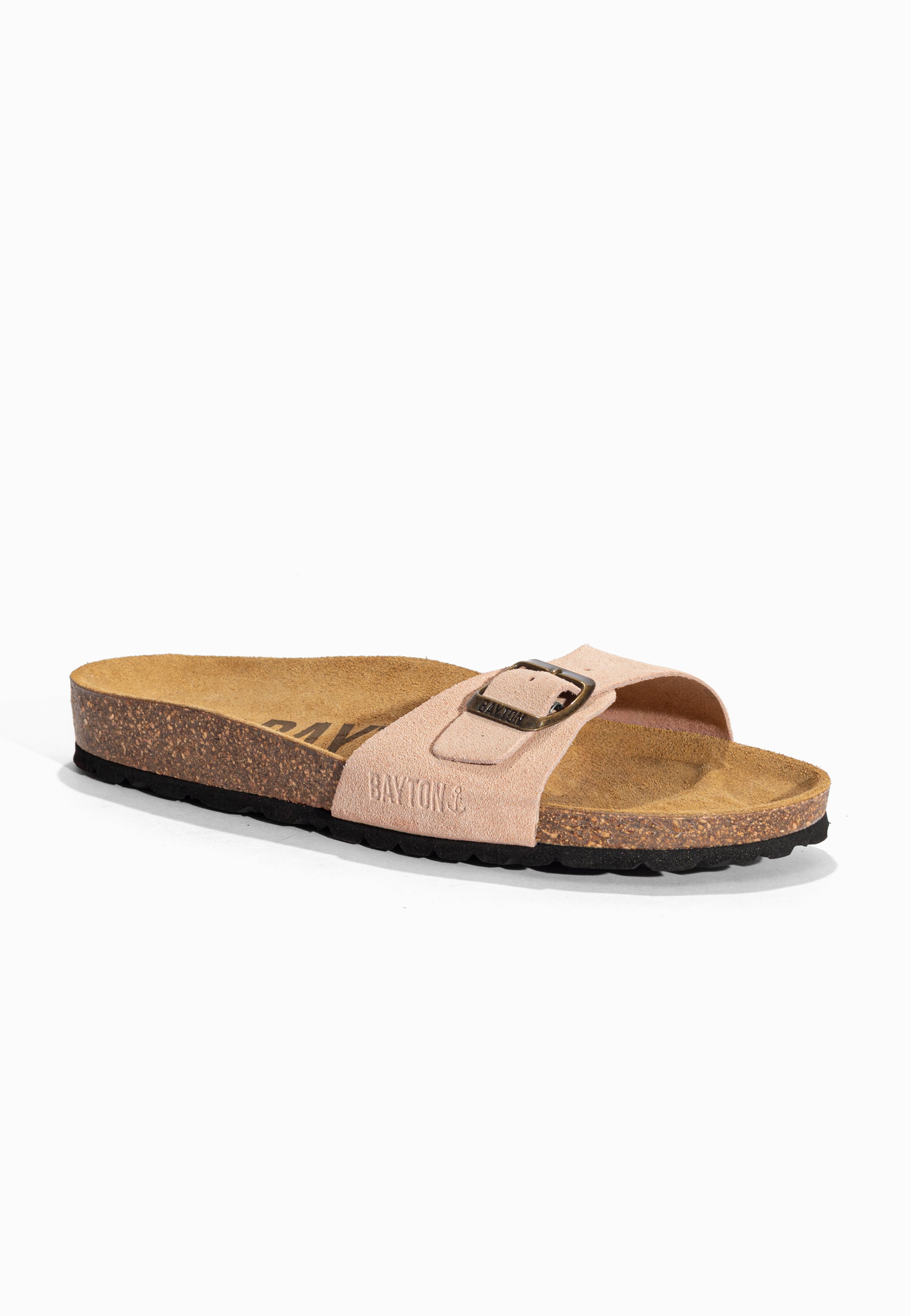 Sandales 1 Bride Zephyr Pêche en Cuir Suédé Bayton pour Femme