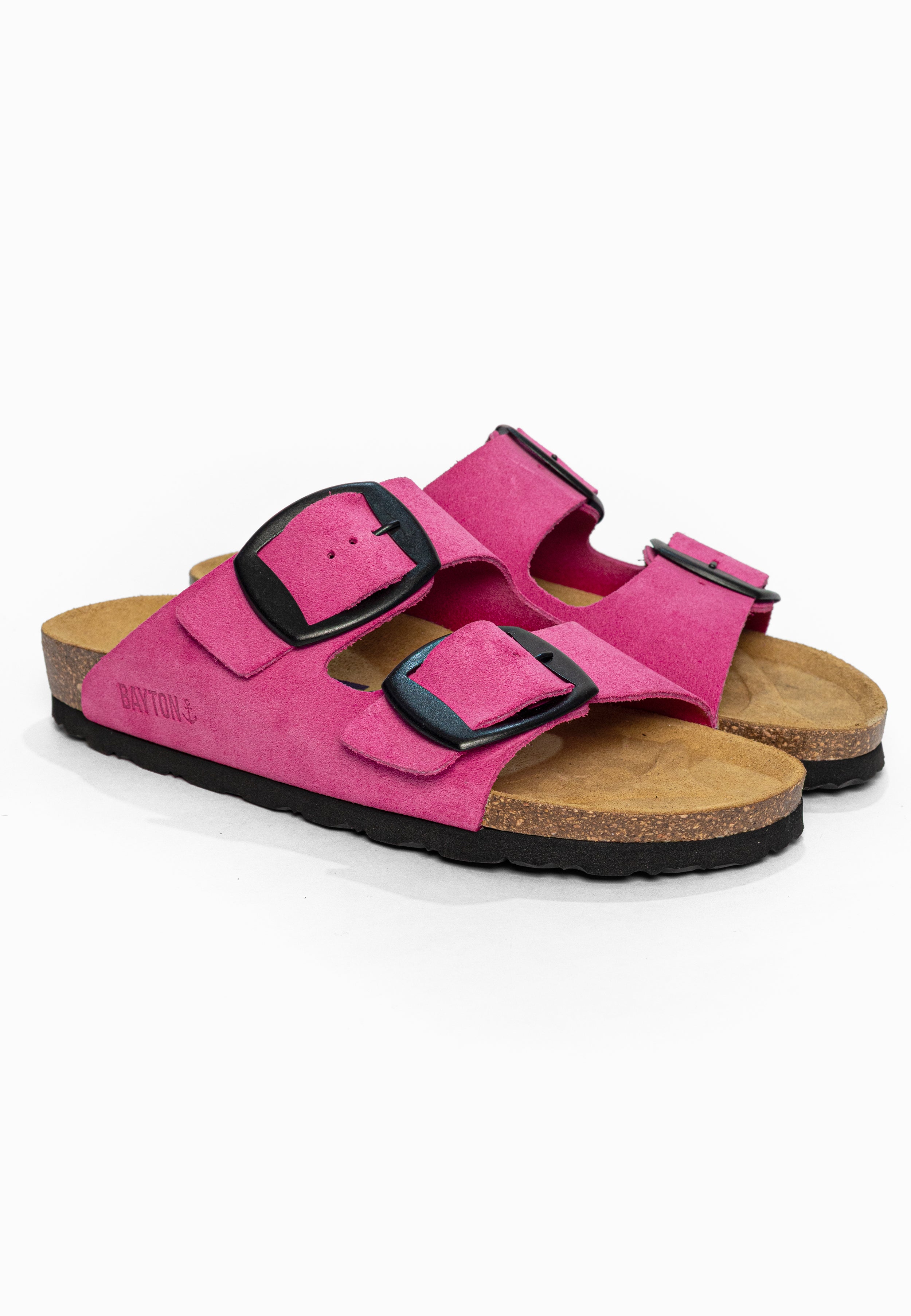 Sandales 2 Brides Alicante Rose en Cuir Suédé Bayton pour Femme