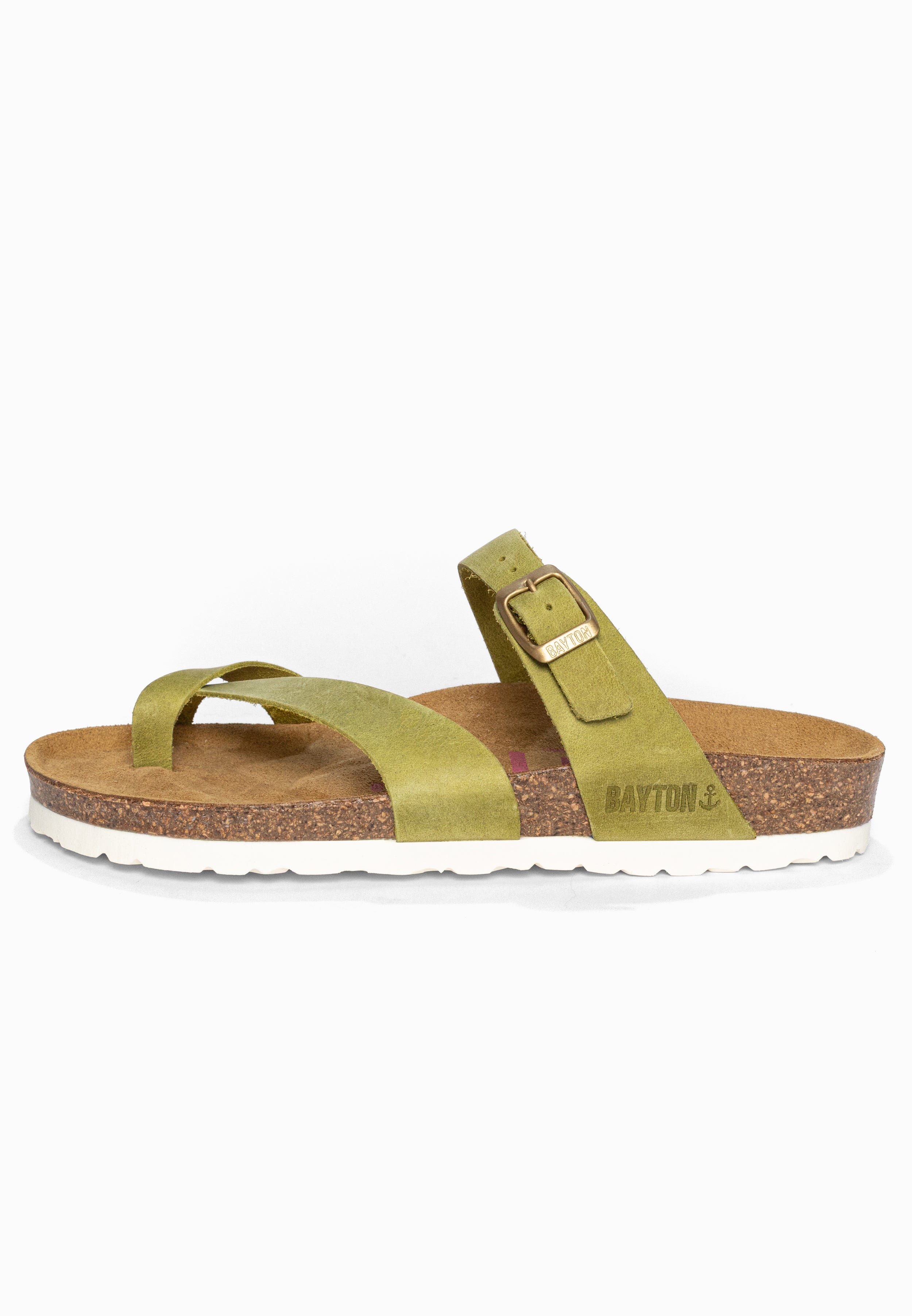 Sandales à Entre-doigts Diane Vert en Cuir Bayton pour Femme