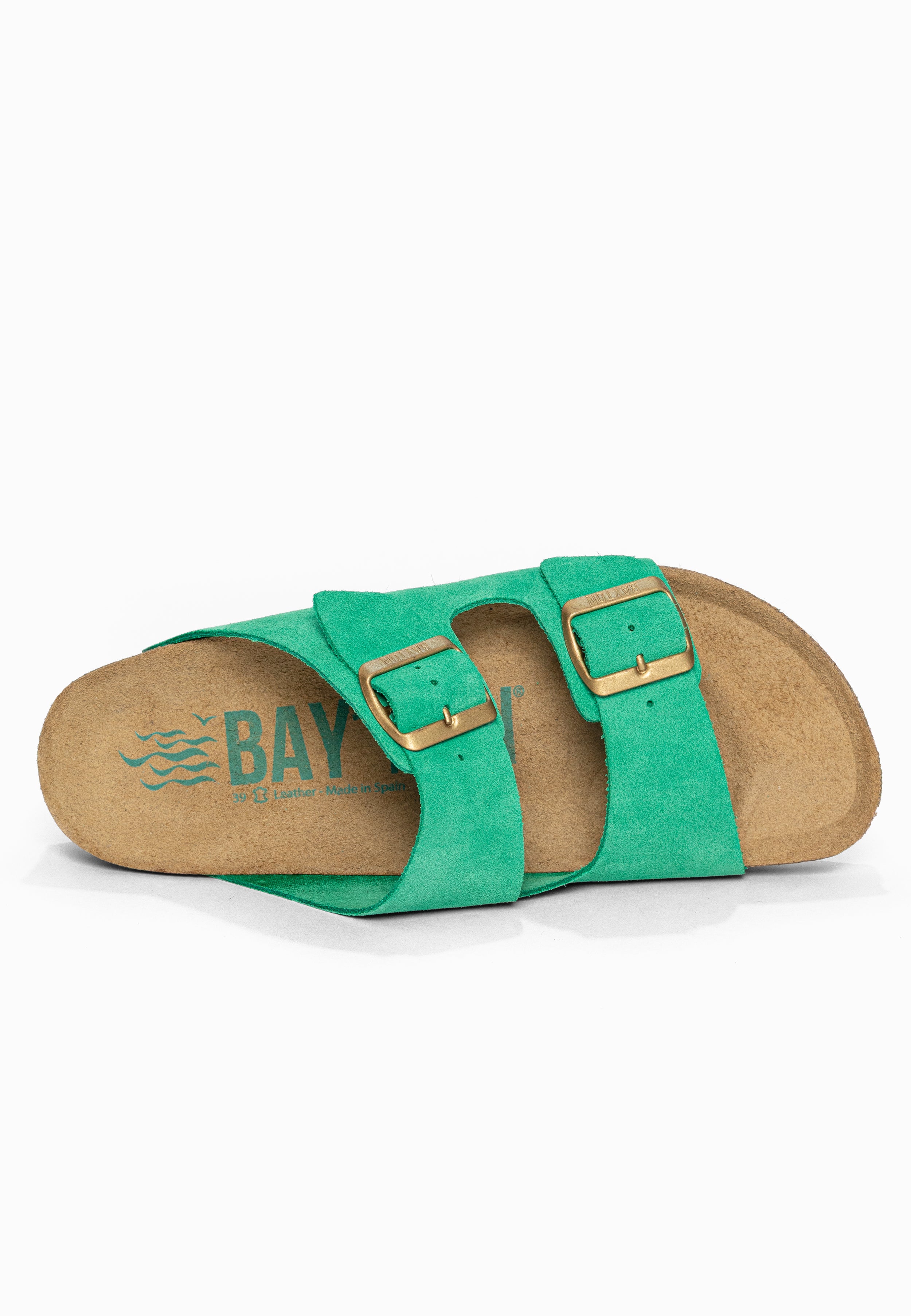 Sandales 2 Brides Benalla Vert en Cuir Suédé Bayton pour Femme