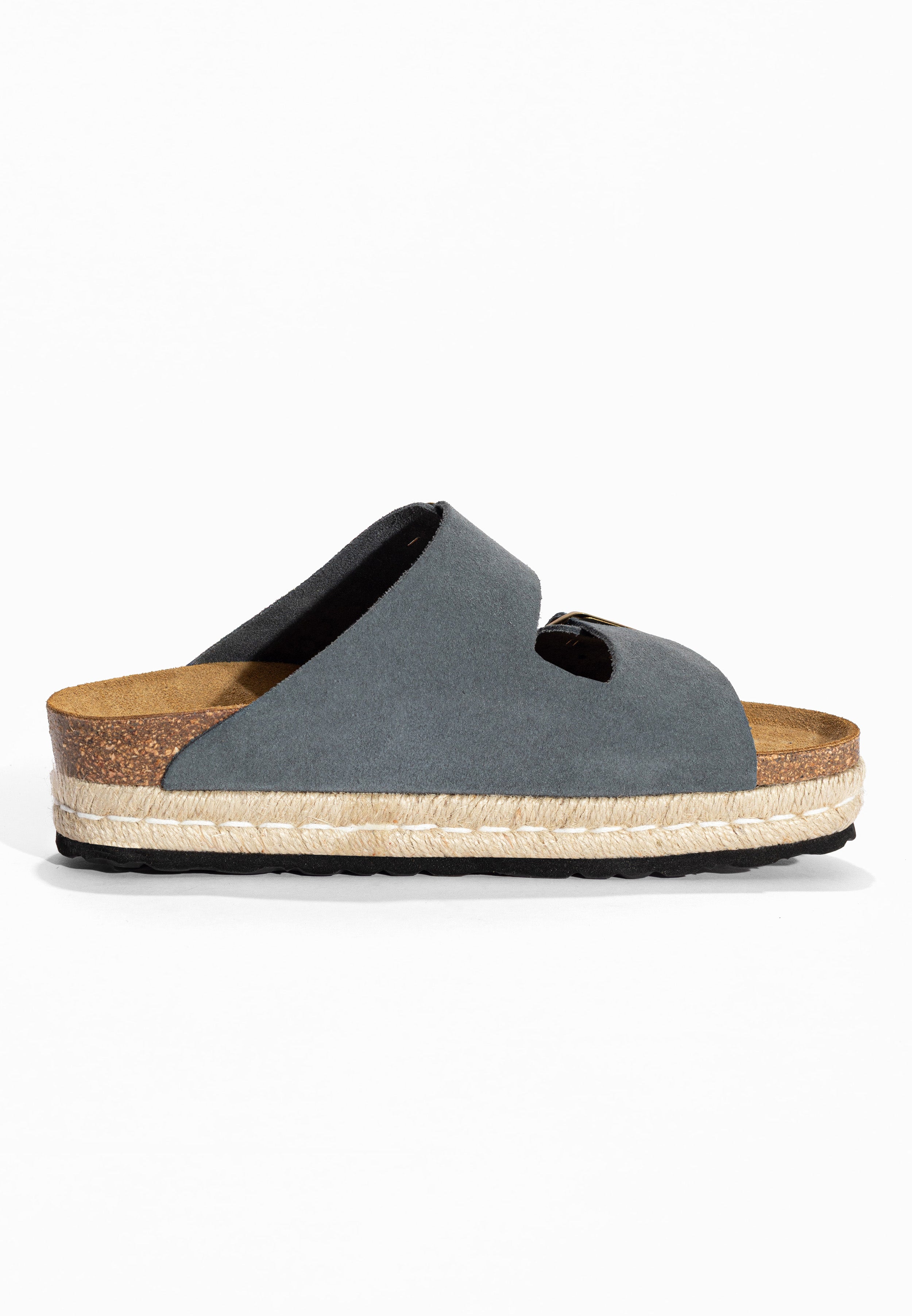 Sandales à Plateforme Alcee Gris en Cuir Suédé Bayton pour Femme