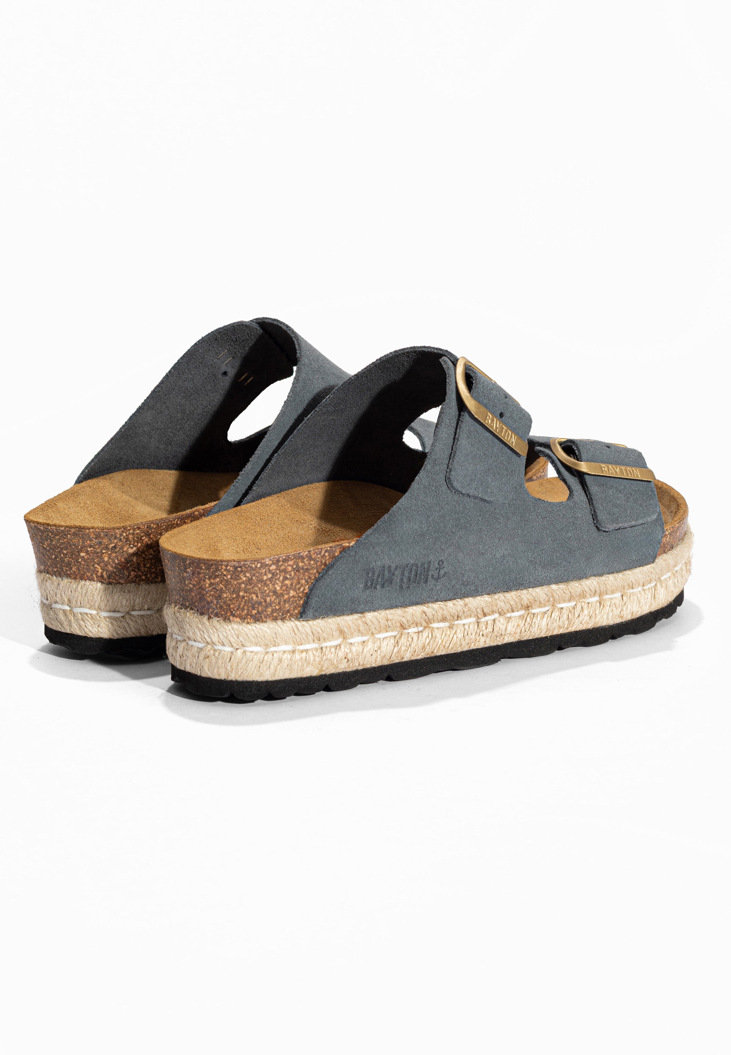 Sandales à Plateforme Alcee Gris en Cuir Suédé Bayton pour Femme