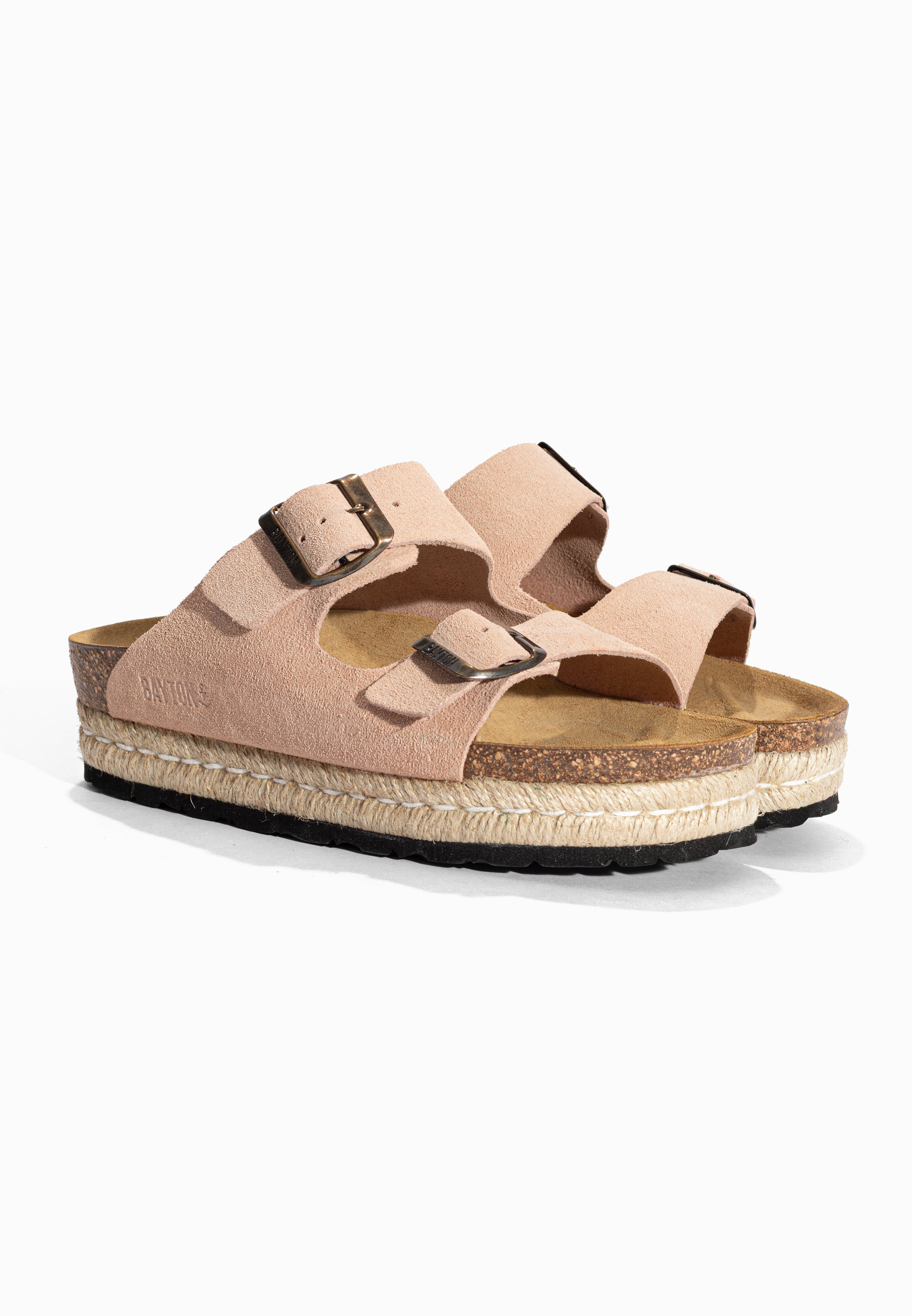 Sandales à Plateforme Alcee Pêche en Cuir Suédé Bayton pour Femme