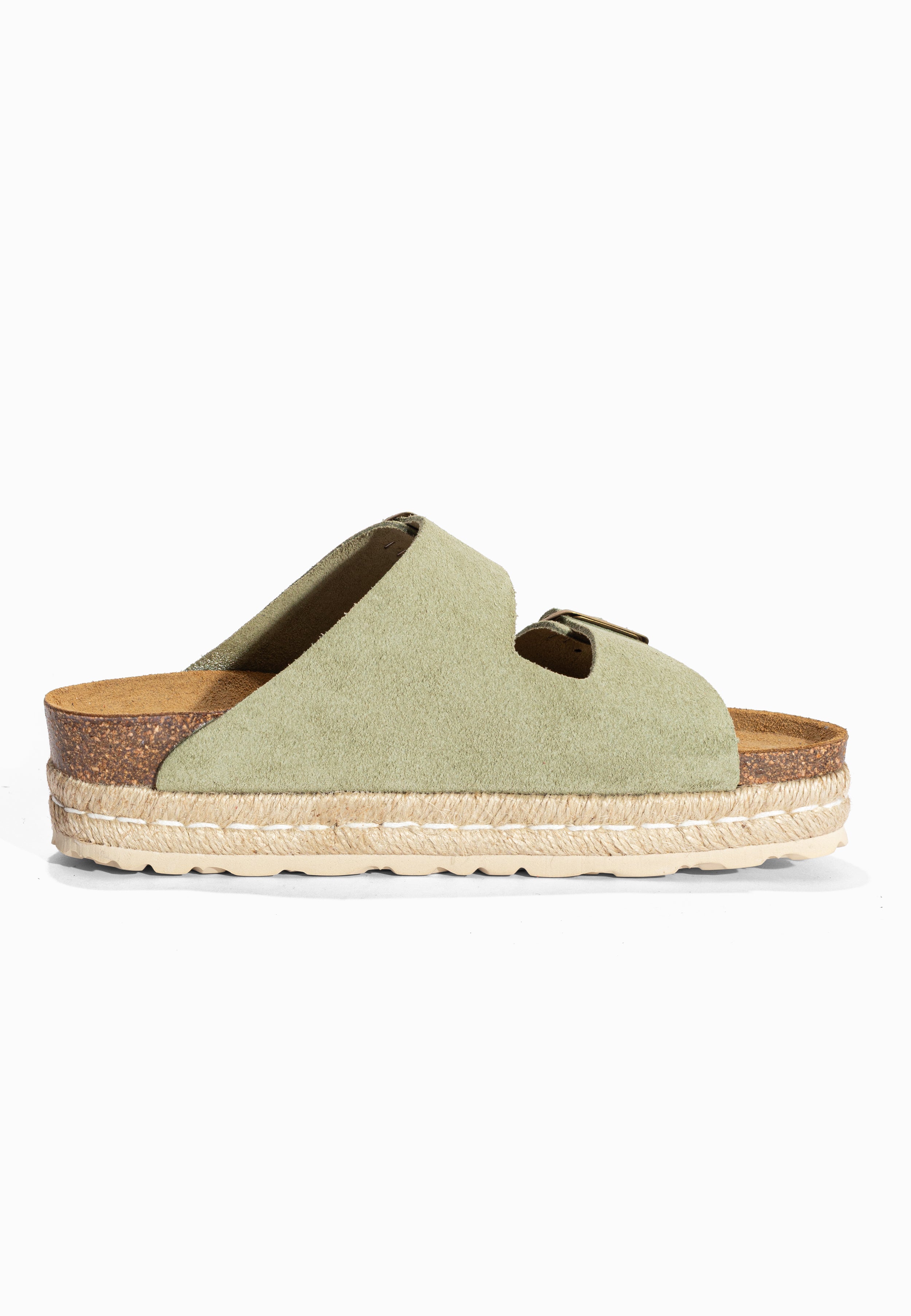 Sandales à Plateforme Alcee Vert en Cuir Suédé Bayton pour Femme