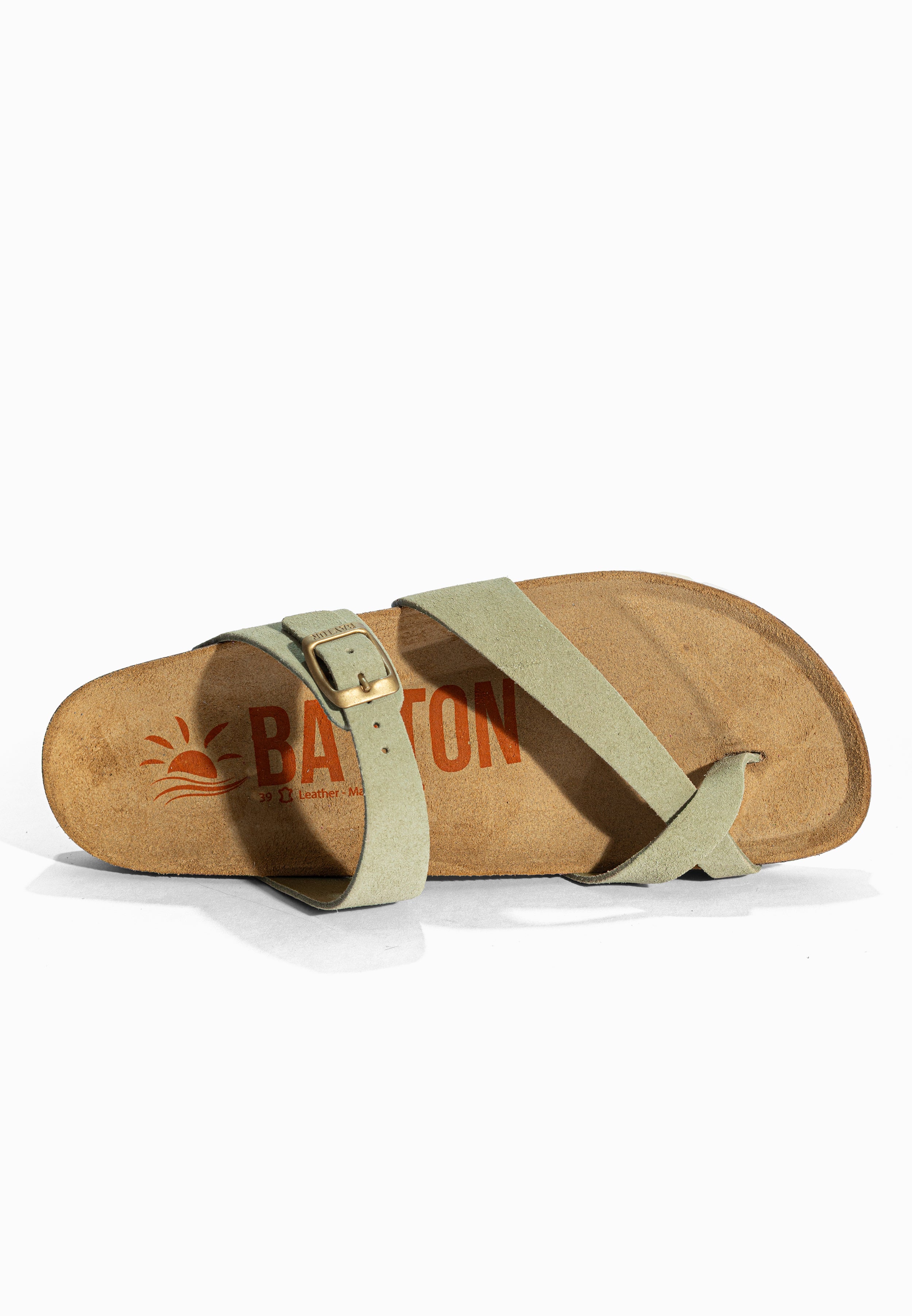 Sandales à Entre-doigts Diane Vert en Cuir Suédé Bayton pour Femme