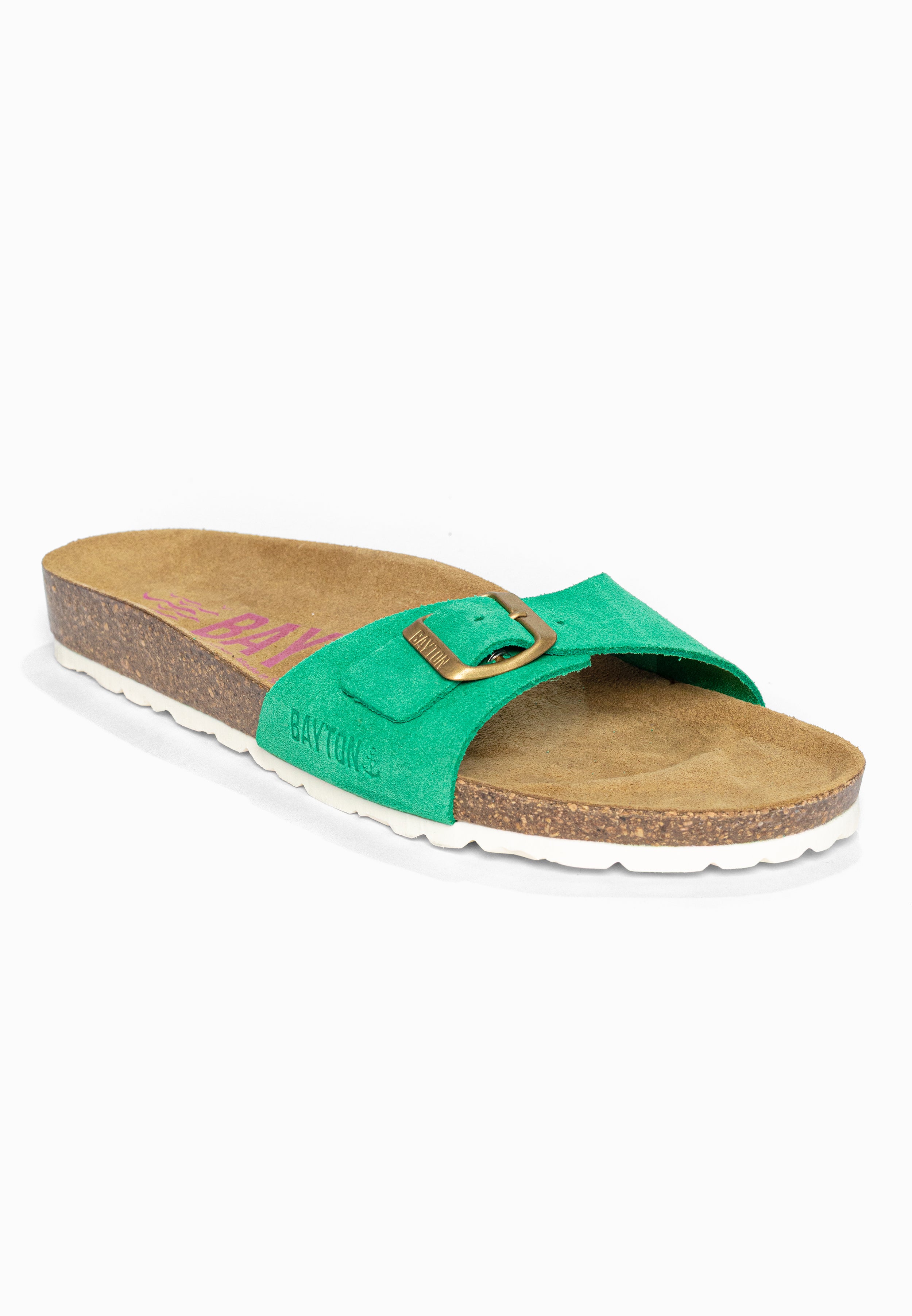 Sandales 1 Bride Zephyr Vert en Cuir Suédé Bayton pour Femme