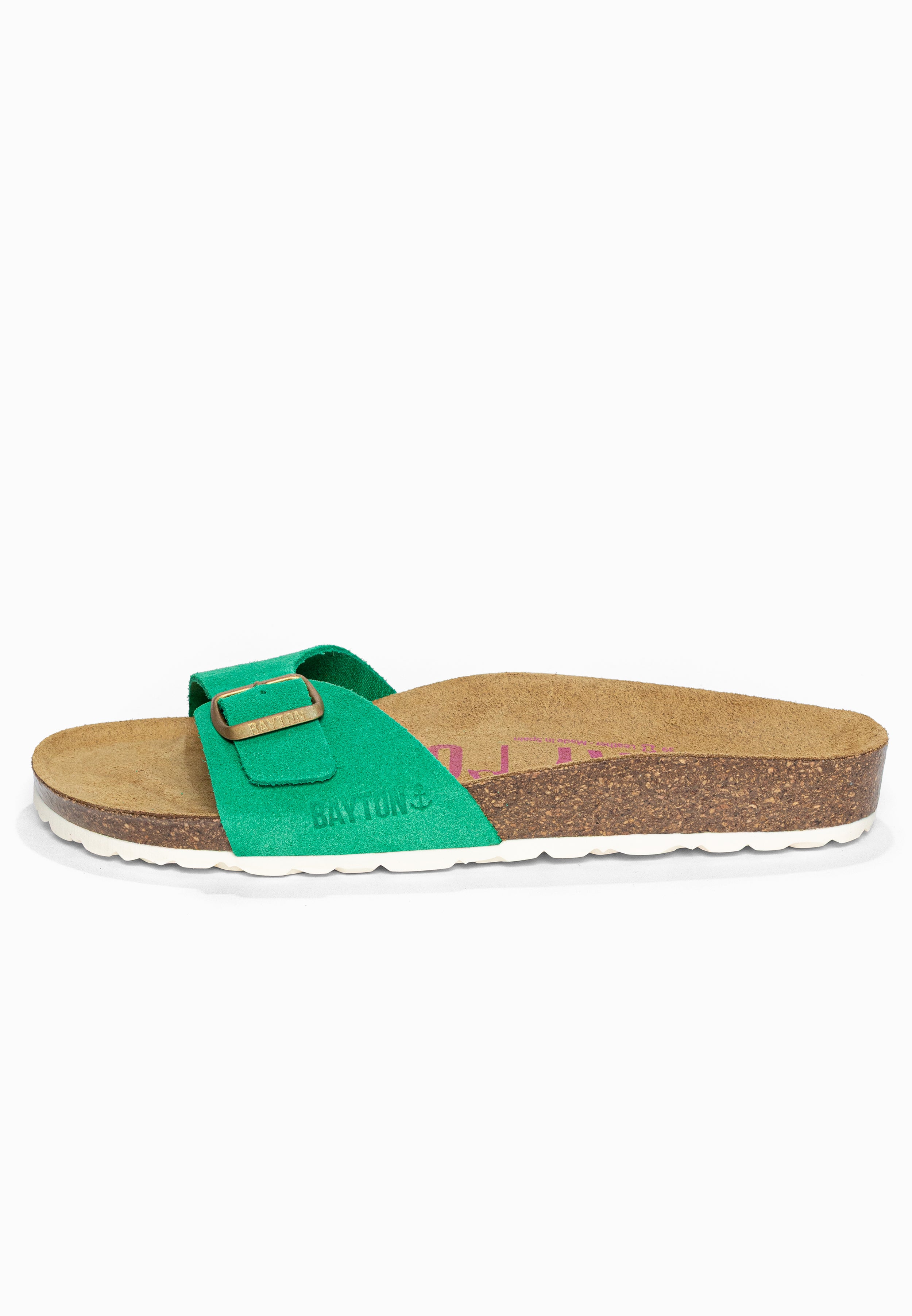 Sandales 1 Bride Zephyr Vert en Cuir Suédé Bayton pour Femme