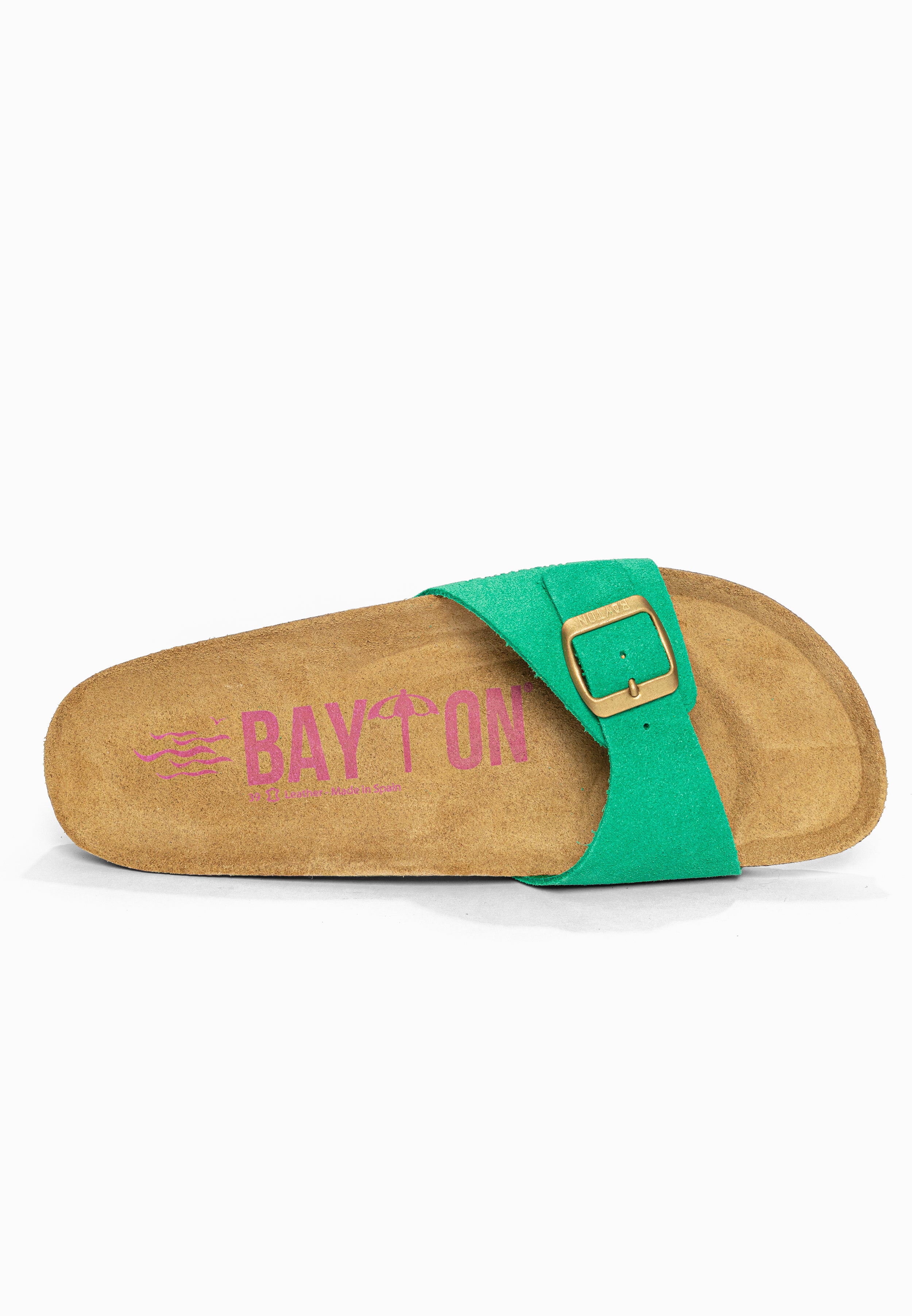 Sandales 1 Bride Zephyr Vert en Cuir Suédé Bayton pour Femme