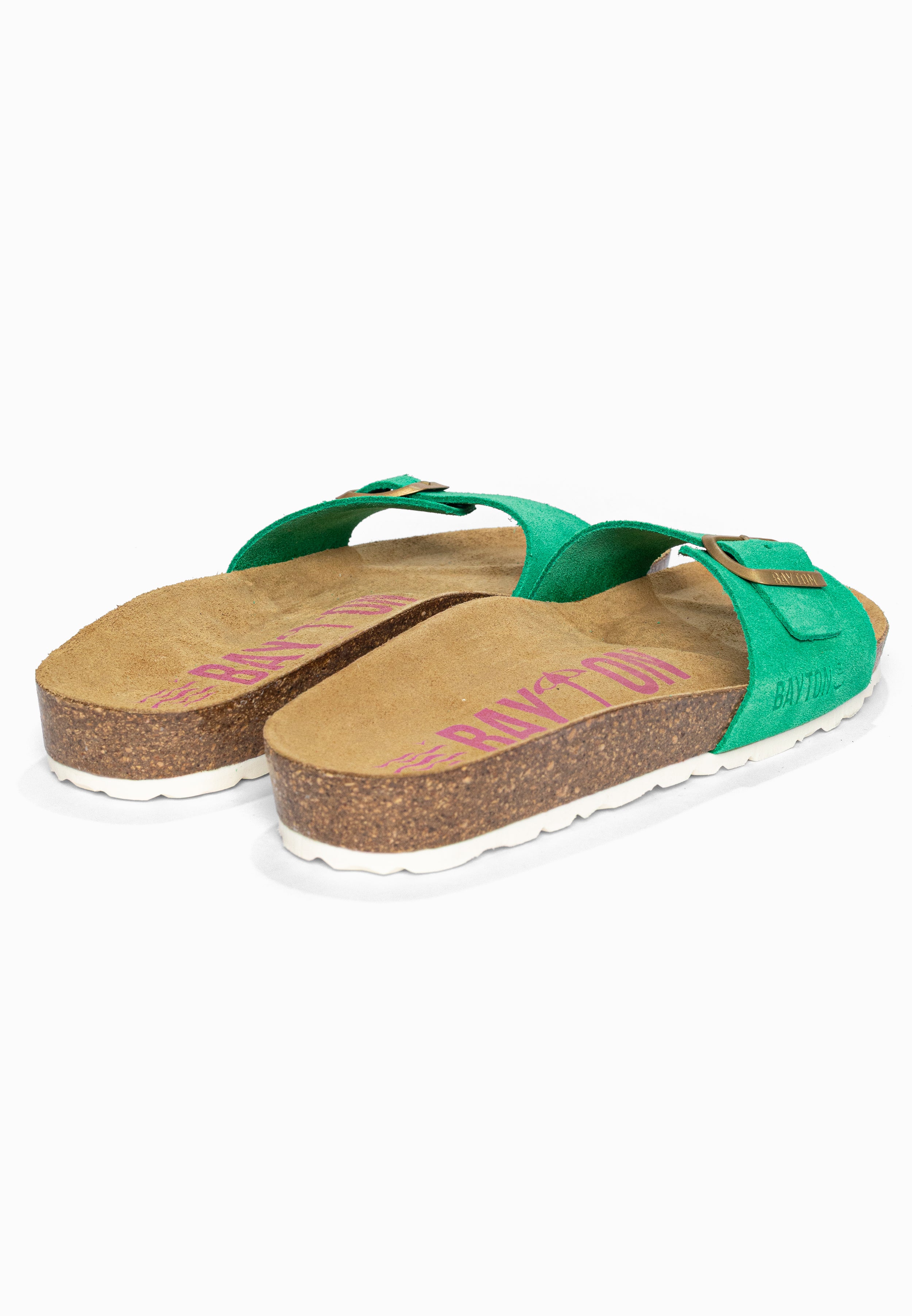 Sandales 1 Bride Zephyr Vert en Cuir Suédé Bayton pour Femme