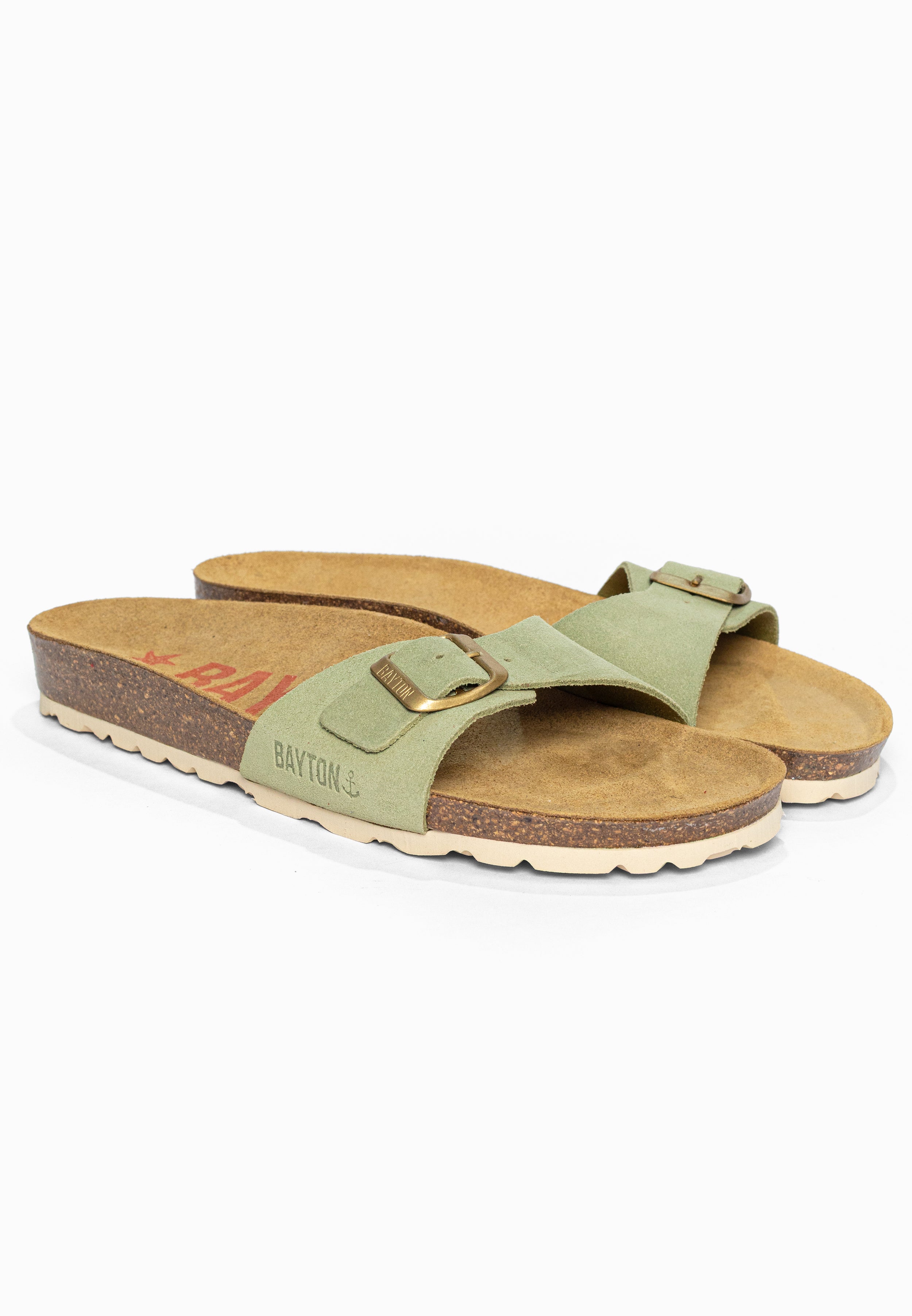 Sandales 1 Bride Zephyr Vert en Cuir Suédé Bayton pour Femme