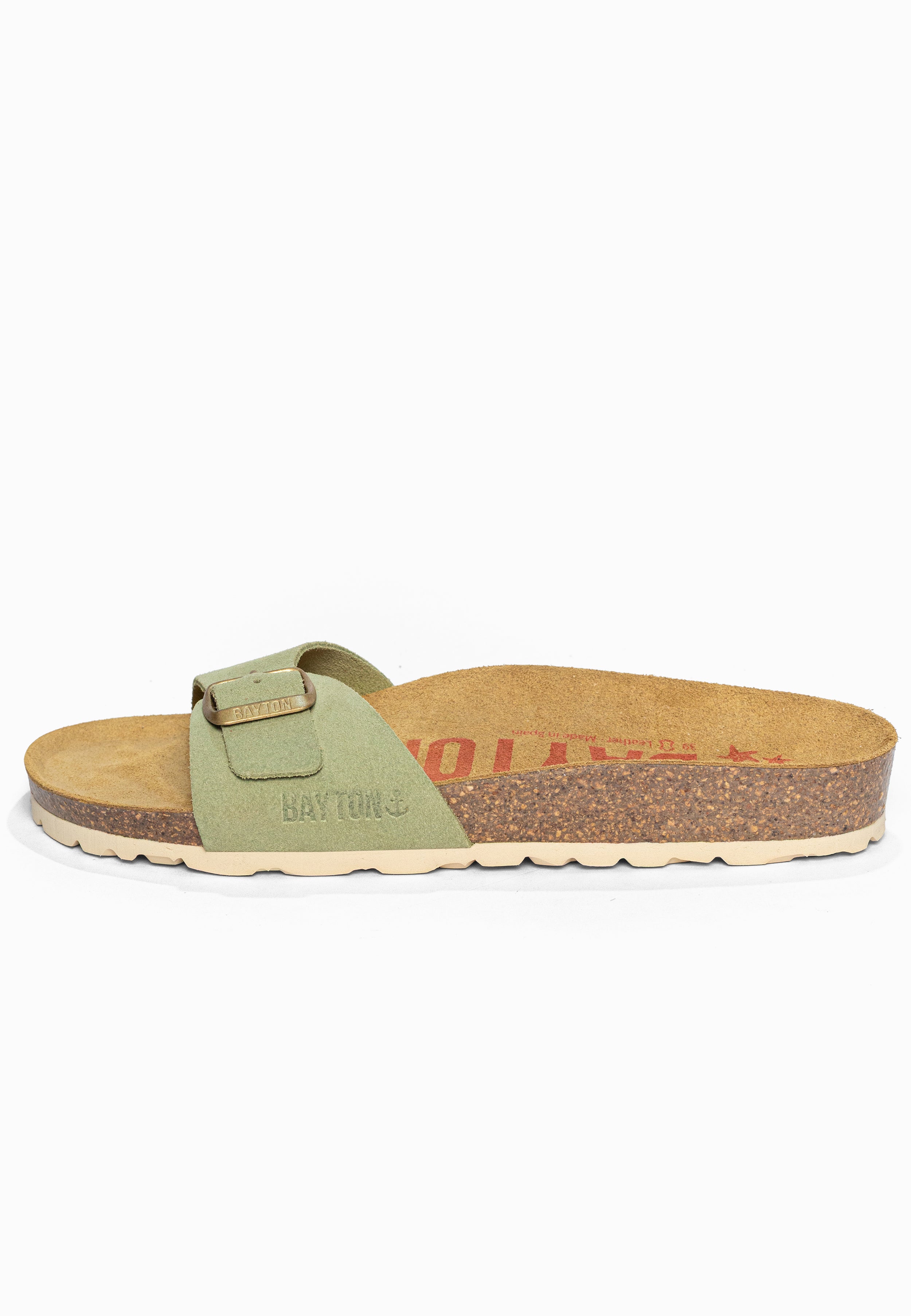 Sandales 1 Bride Zephyr Vert en Cuir Suédé Bayton pour Femme