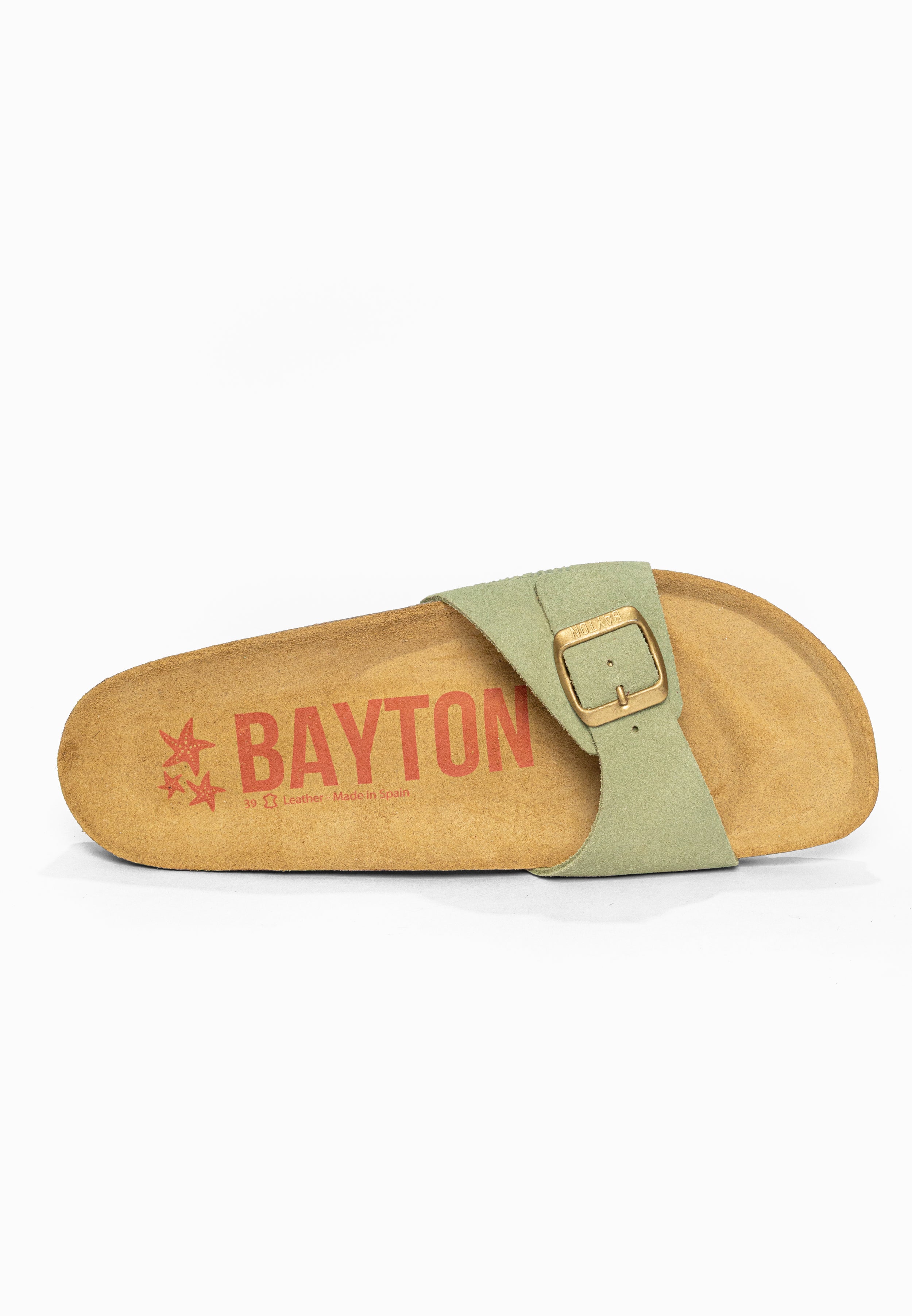 Sandales 1 Bride Zephyr Vert en Cuir Suédé Bayton pour Femme