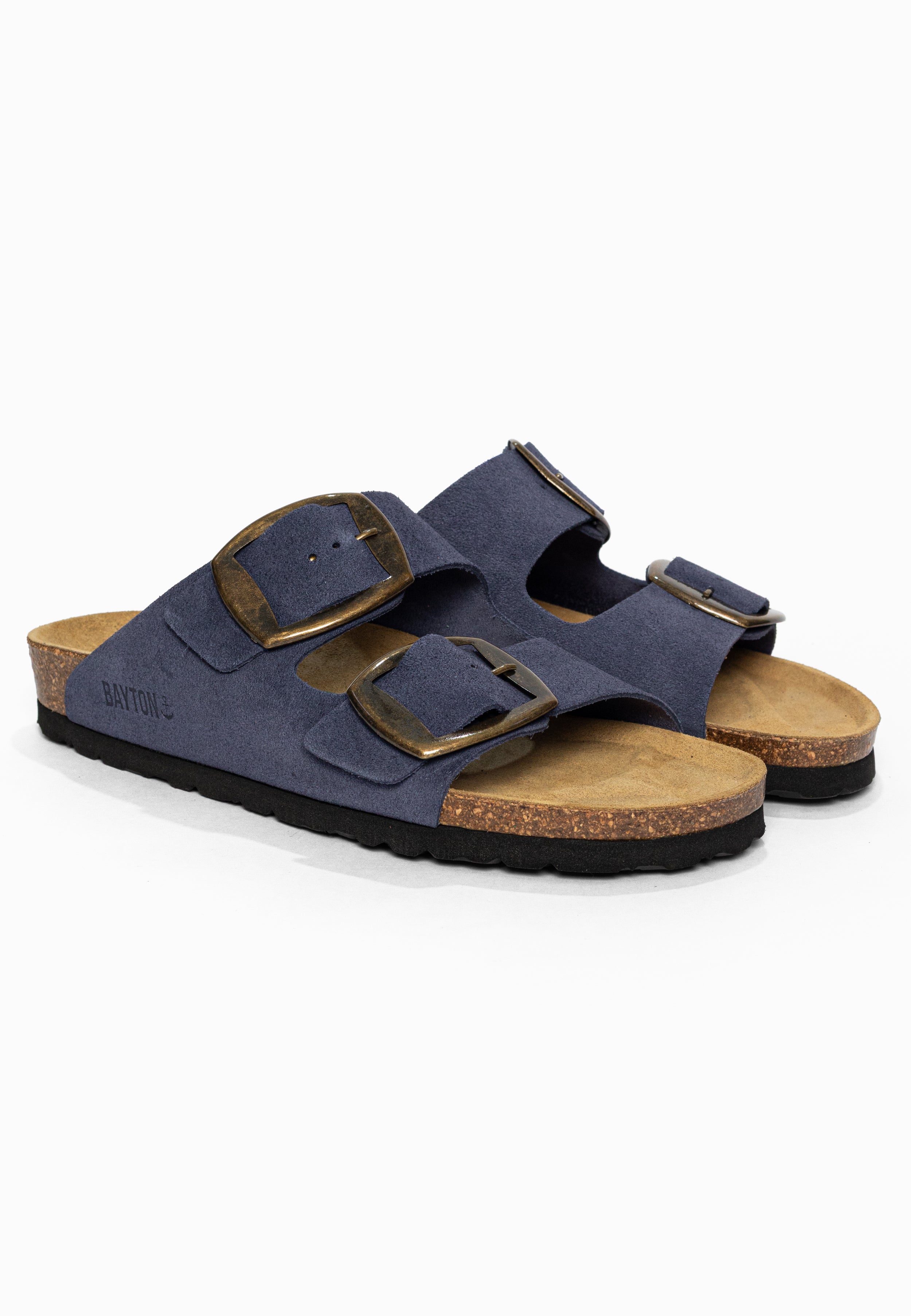Sandales 2 Brides Alicante Bleu marine en Cuir Suédé Bayton pour Femme