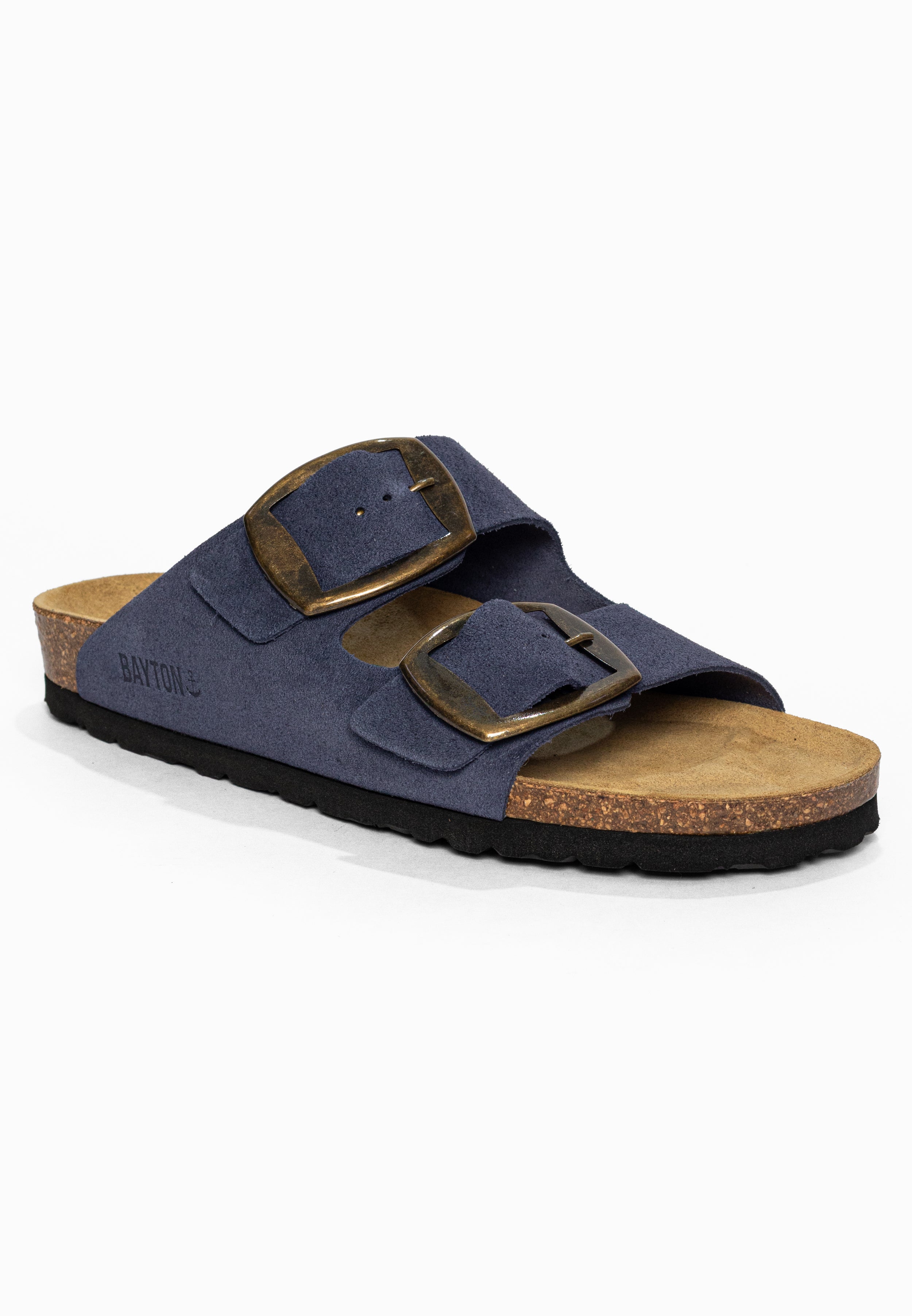 Sandales 2 Brides Alicante Bleu marine en Cuir Suédé Bayton pour Femme