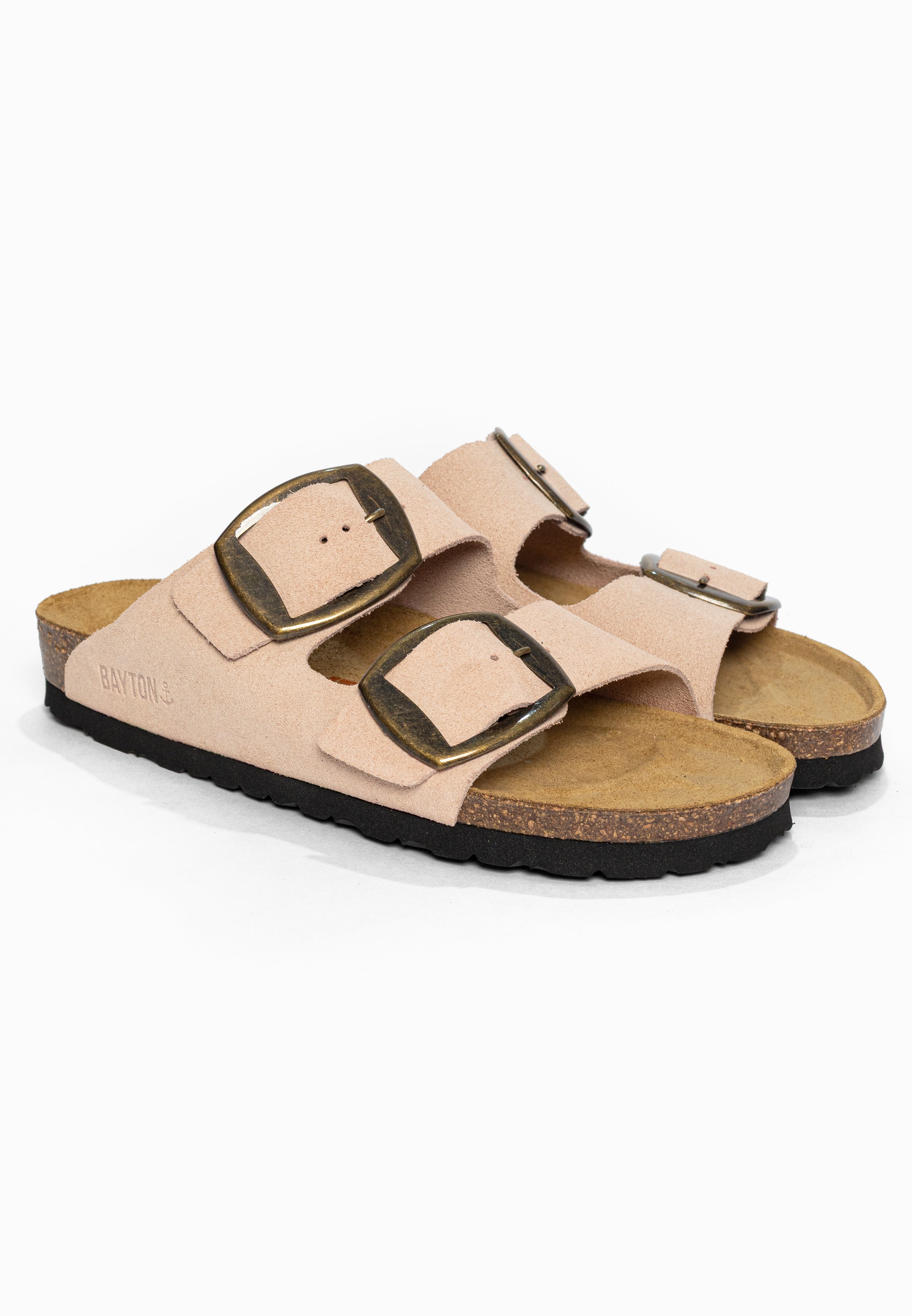Sandales 2 Brides Alicante Pêche en Cuir Suédé Bayton pour Femme