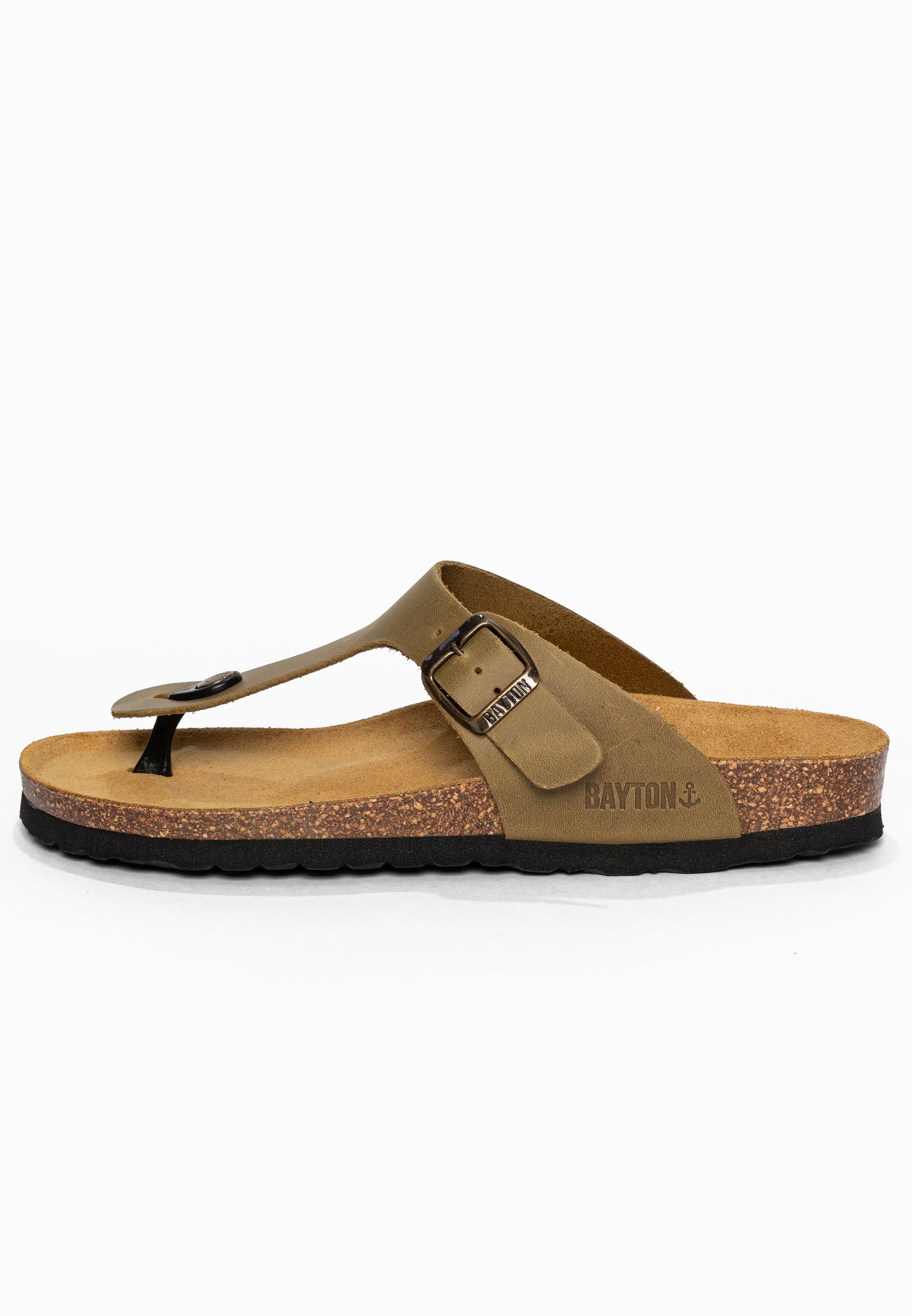 Sandales à Entre-doigts Mercure Kaki en Cuir Bayton pour Homme