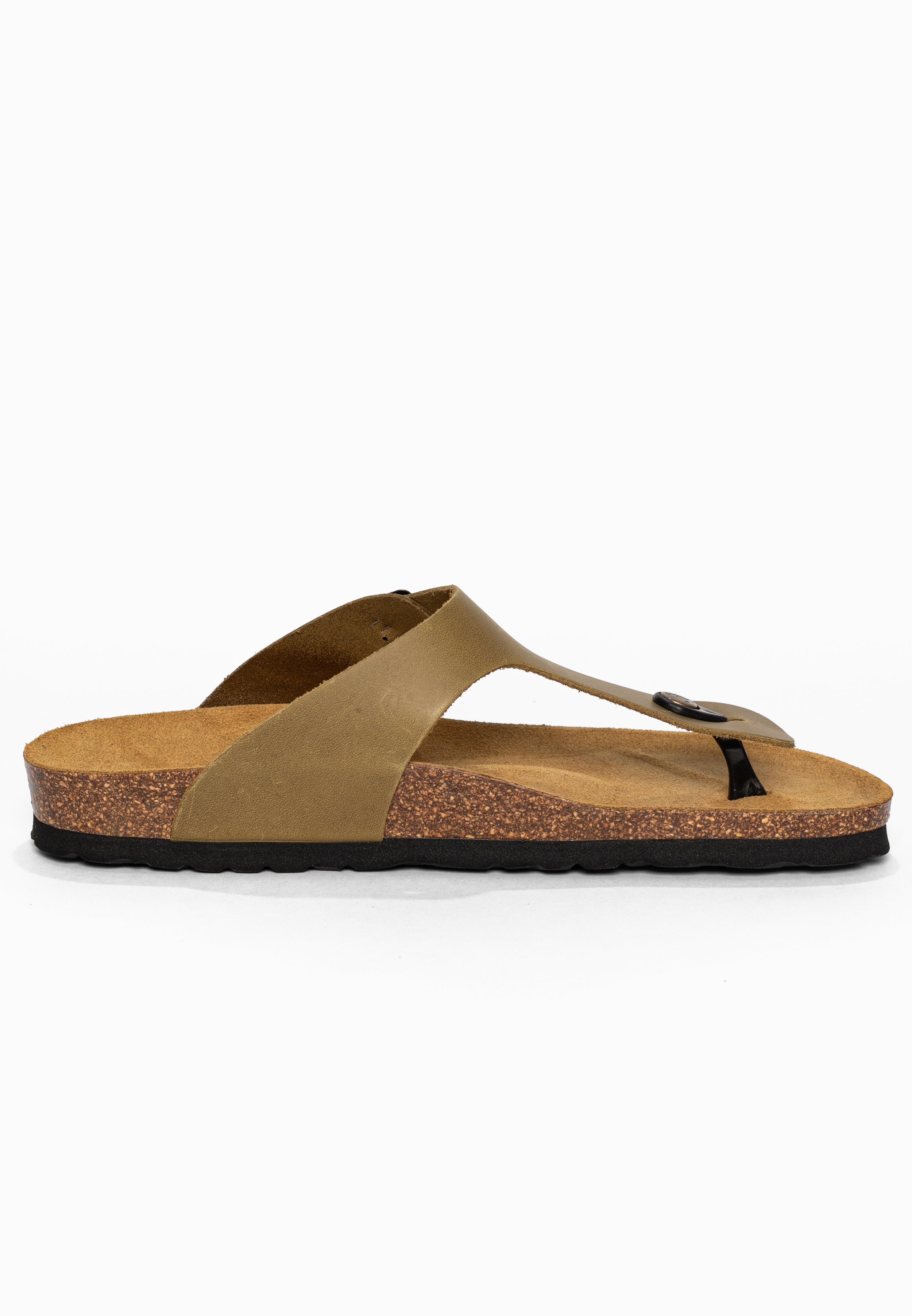 Sandales à Entre-doigts Mercure Kaki en Cuir Bayton pour Homme