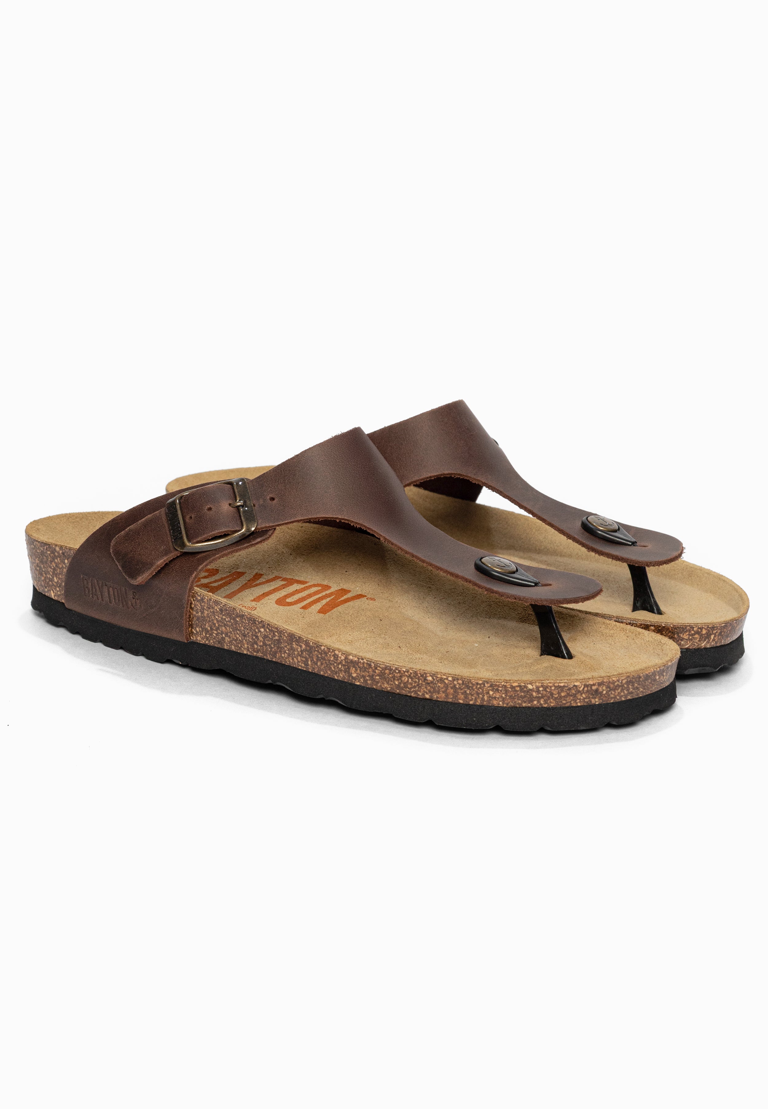 Sandales à Entre-doigts Mercure Marron en Cuir Bayton pour Homme