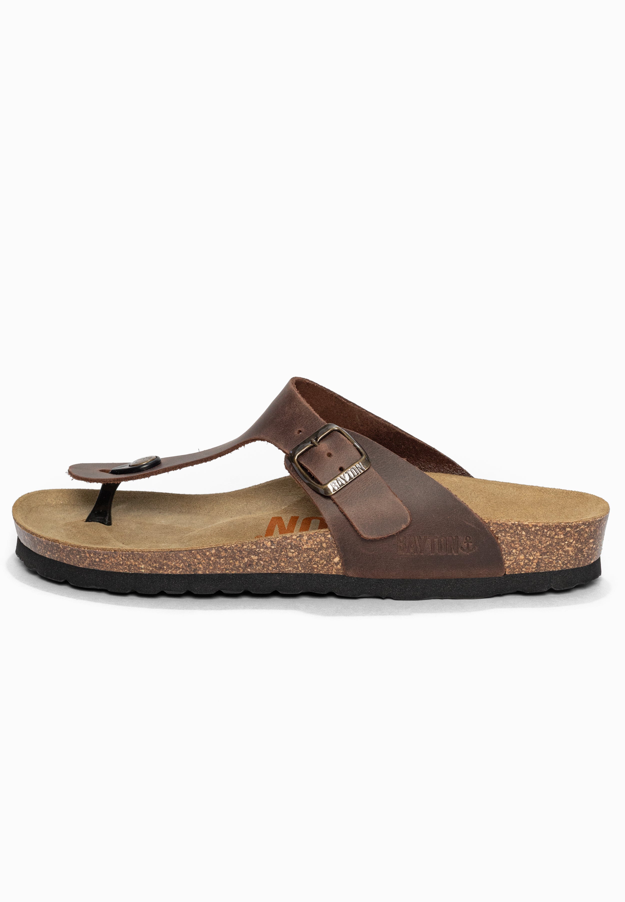 Sandales à Entre-doigts Mercure Marron en Cuir Bayton pour Homme