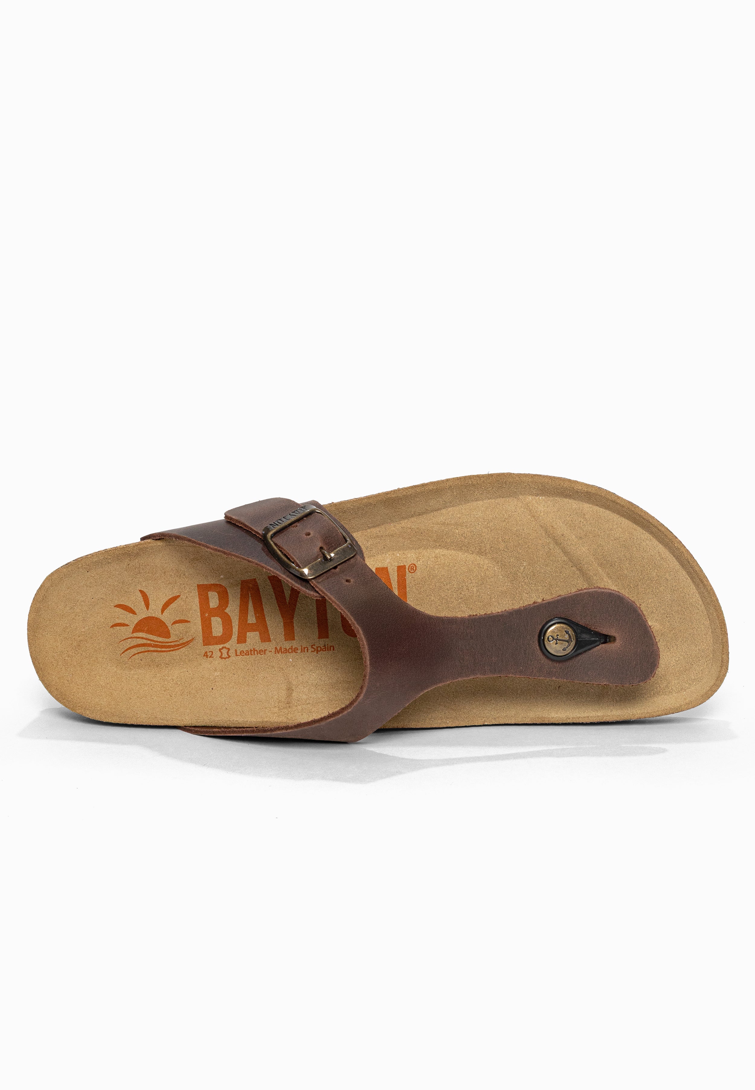 Sandales à Entre-doigts Mercure Marron en Cuir Bayton pour Homme