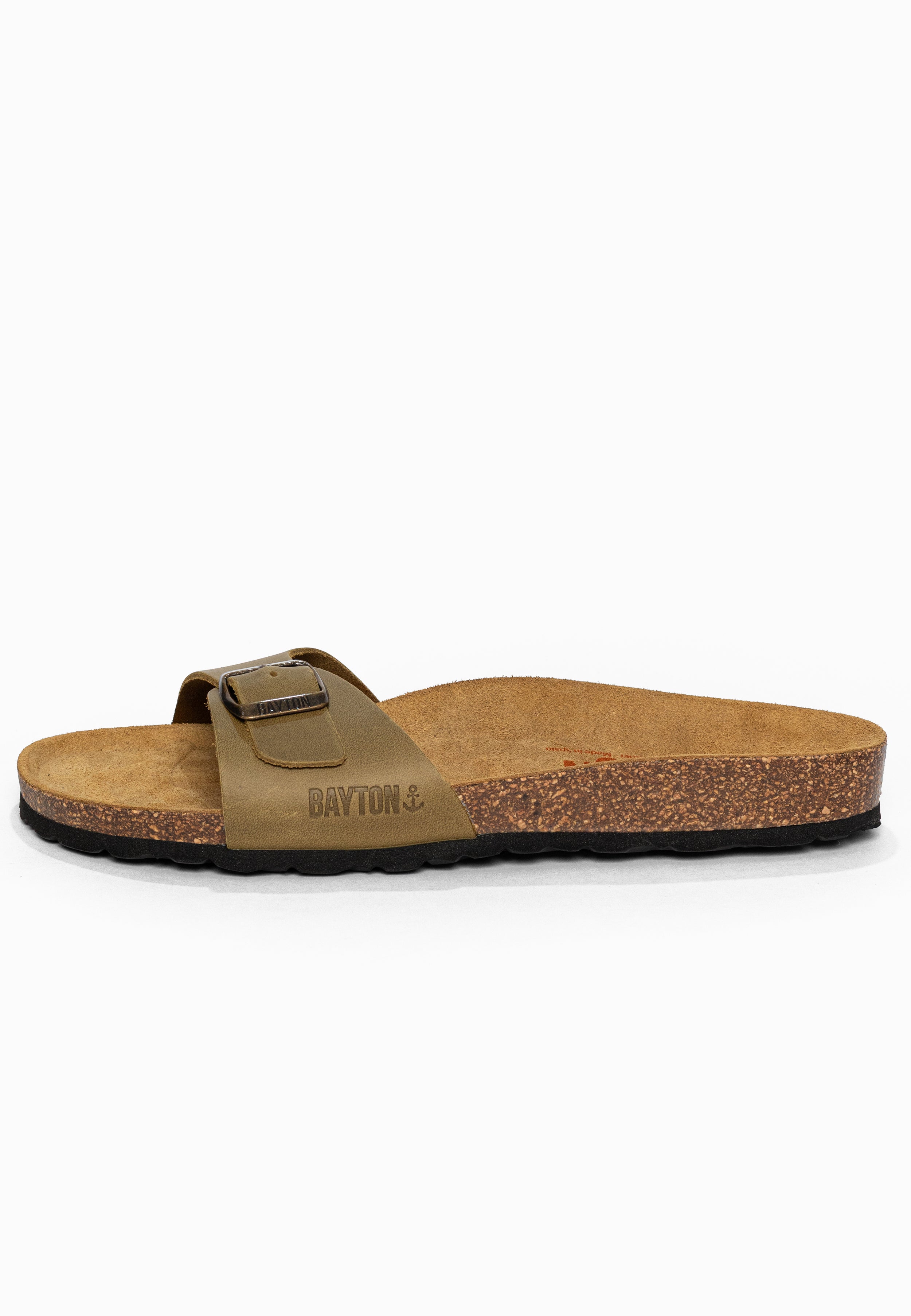 Sandales 1 Bride Zephyr Kaki en Cuir Bayton pour Homme