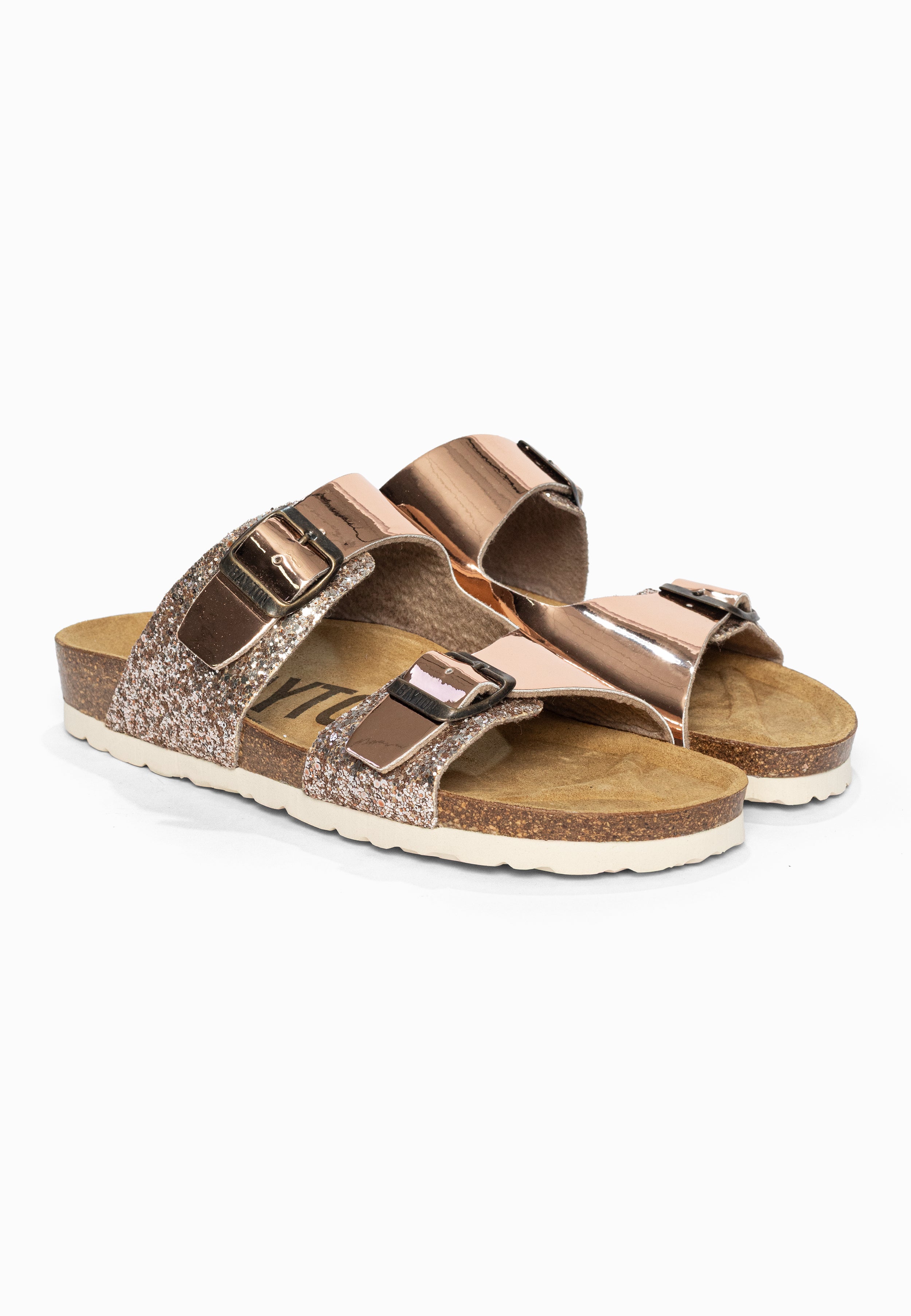 Sandales 2 Brides Ilithyie Rose gold pailleté Bayton pour Femme