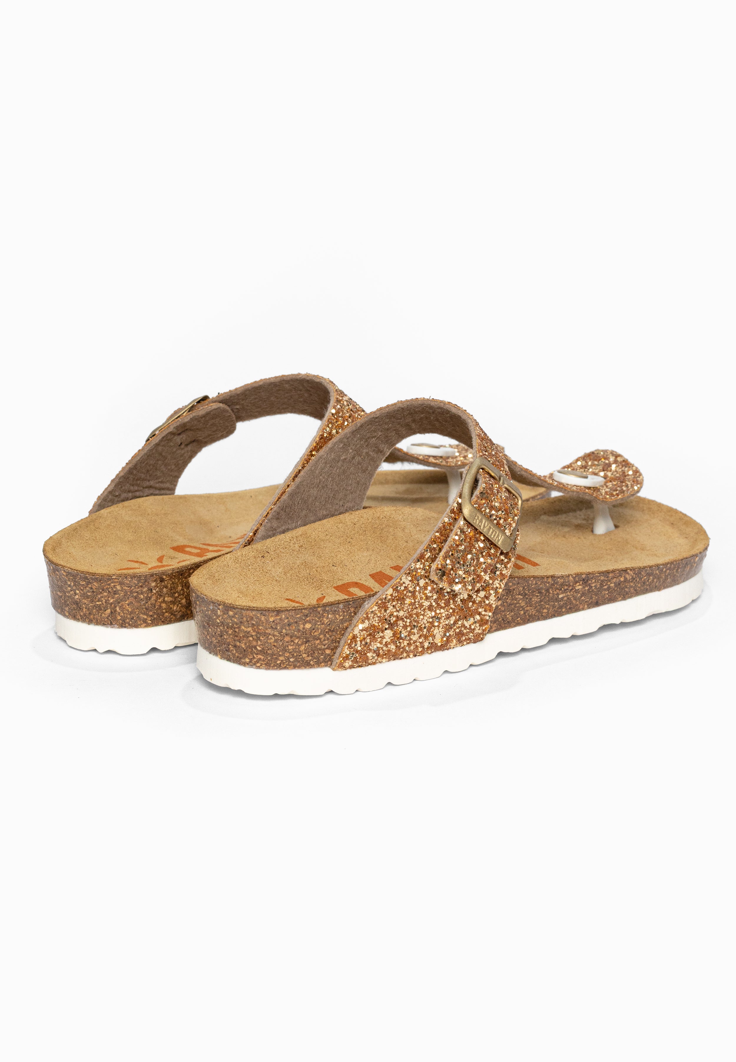 Sandales à Entre-doigts Mercure Or pailleté Bayton pour Femme