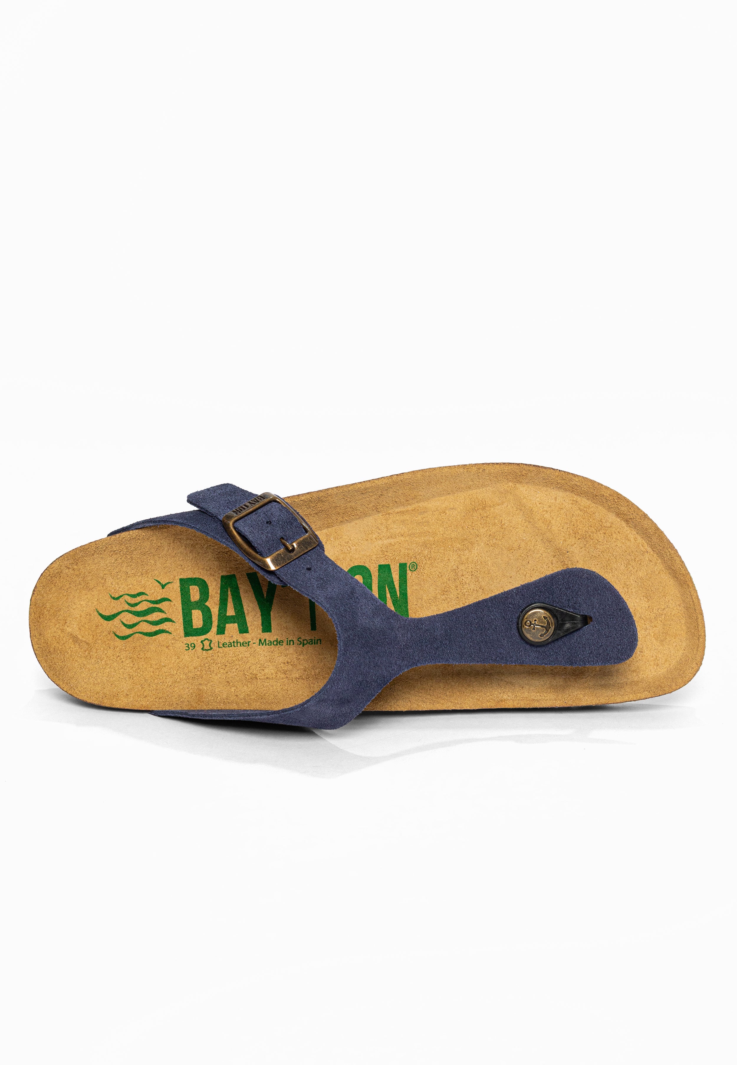 Sandales à Entre-doigts Mercure Bleu marine en Cuir Suédé Bayton pour Femme