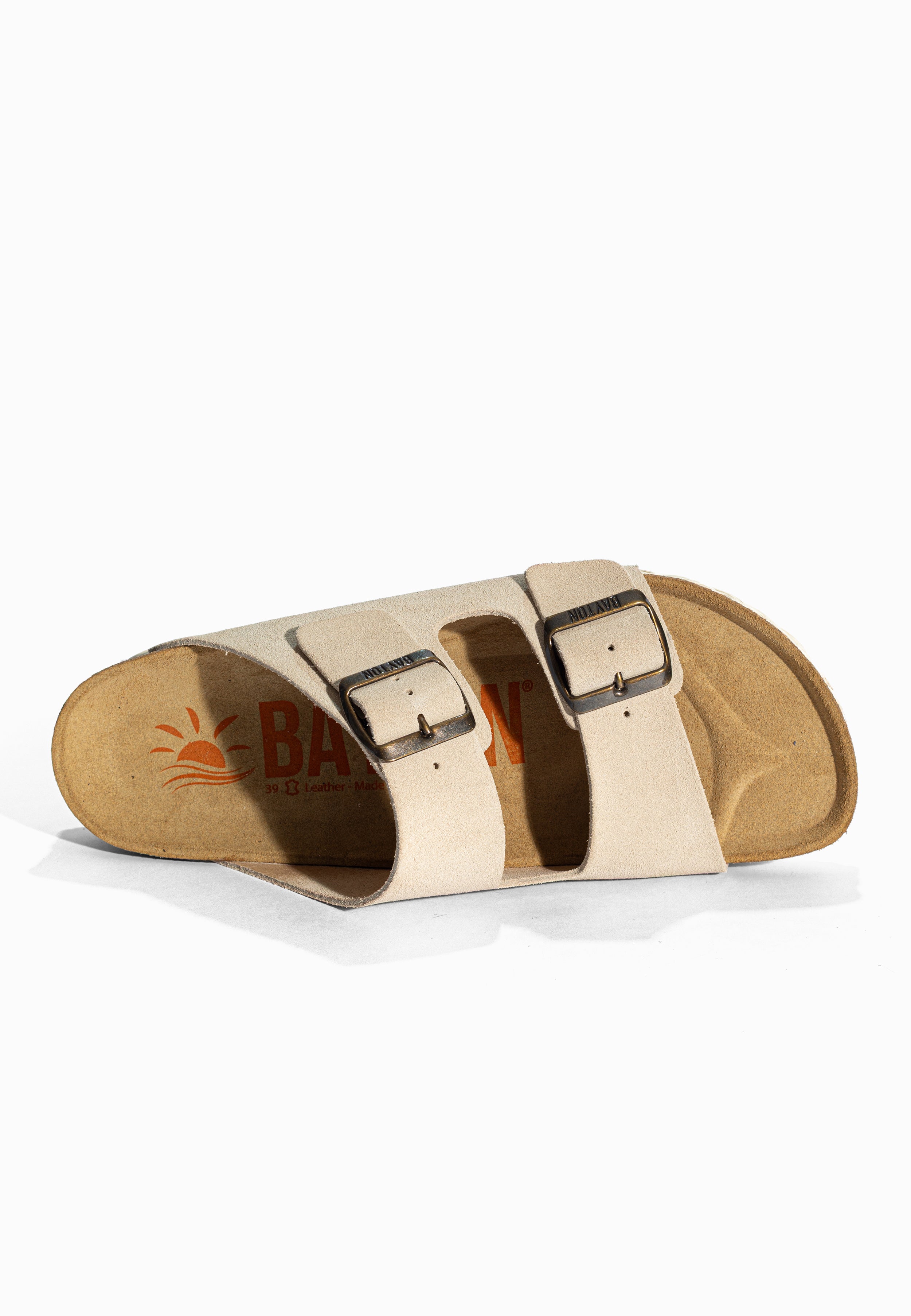 Sandales 2 Brides Benalla Beige en Cuir Suédé Bayton pour Femme