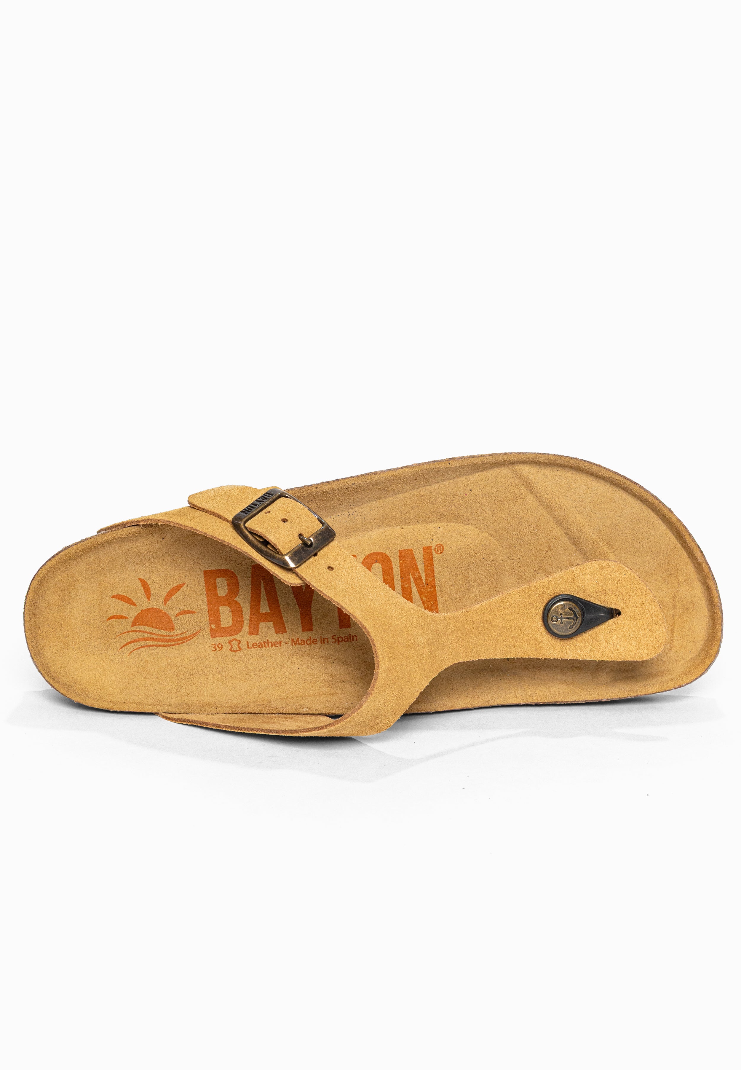 Sandales à Entre-doigts Mercure Camel en Cuir Suédé Bayton pour Femme
