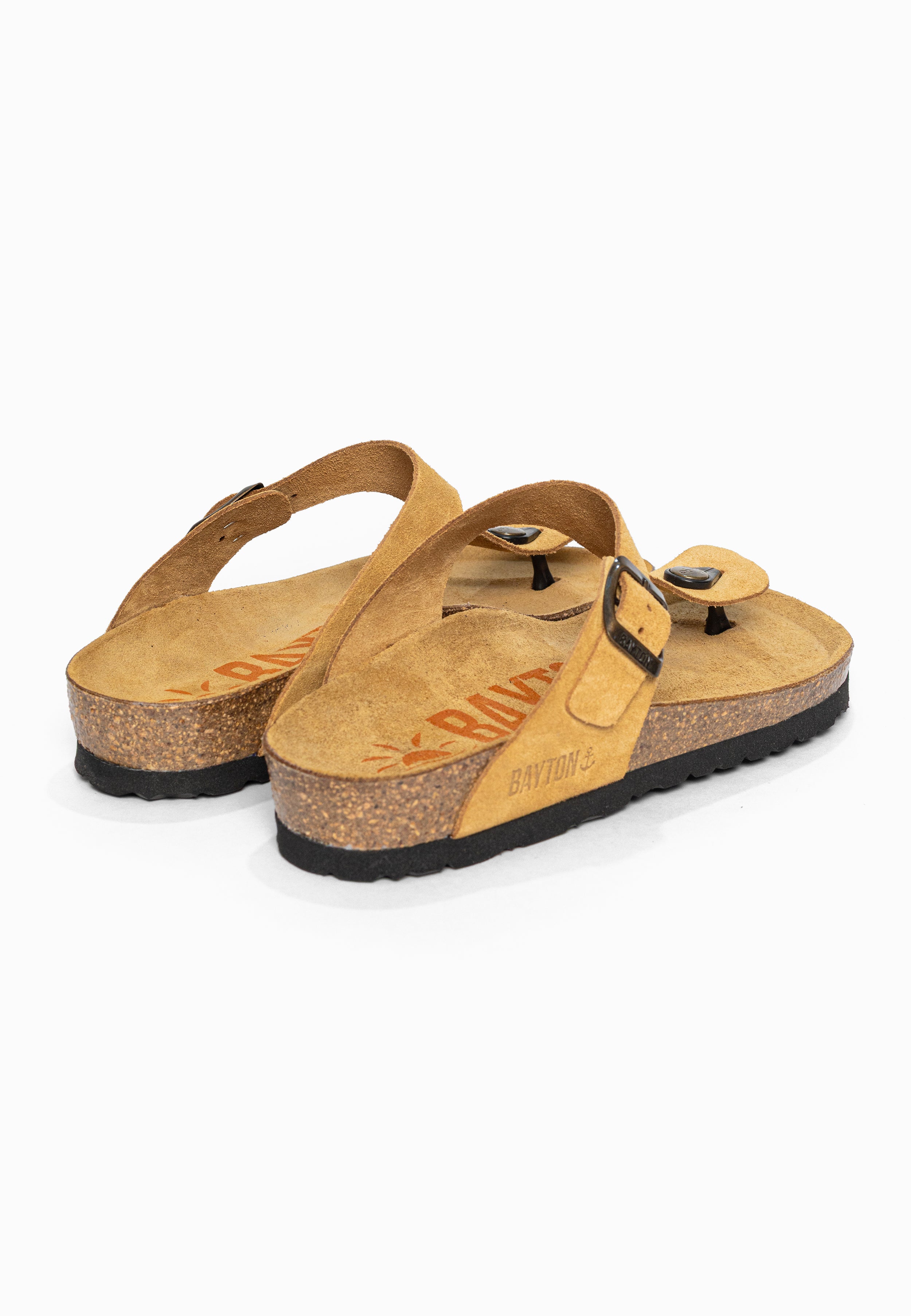 Sandales à Entre-doigts Mercure Camel en Cuir Suédé Bayton pour Femme