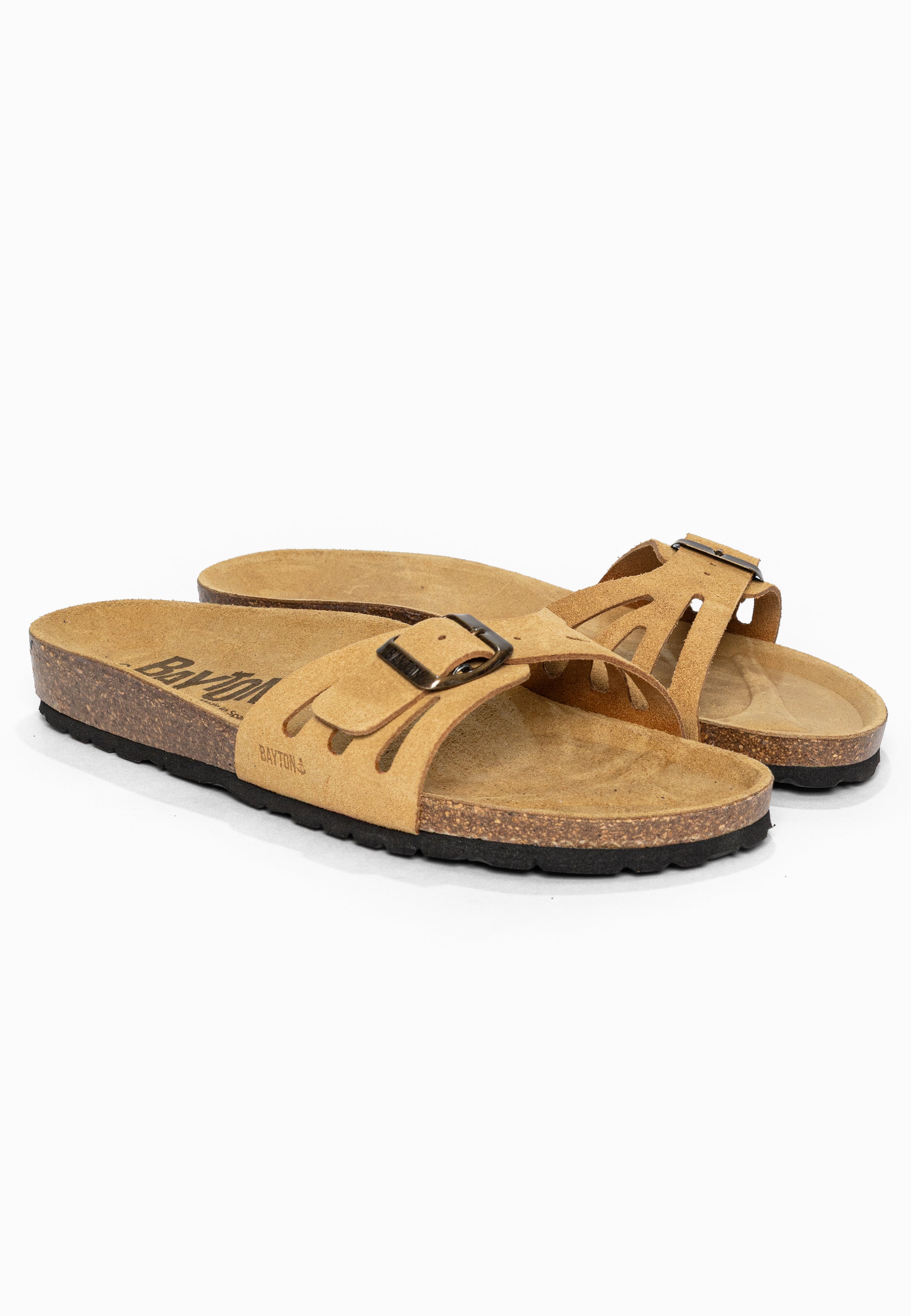 Sandales 1 Bride Athena Camel en Cuir Suédé Bayton pour Femme