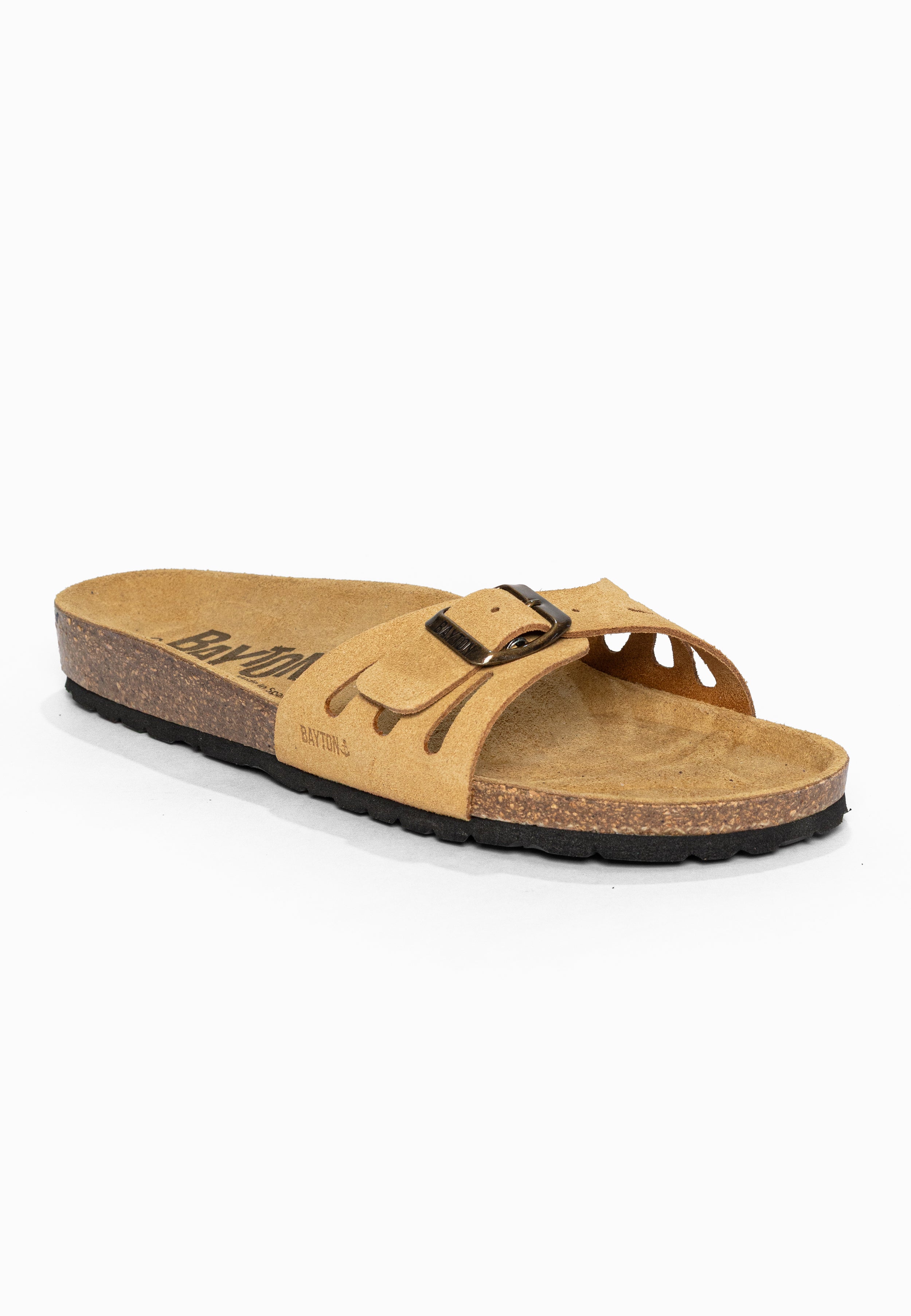 Sandales 1 Bride Athena Camel en Cuir Suédé Bayton pour Femme