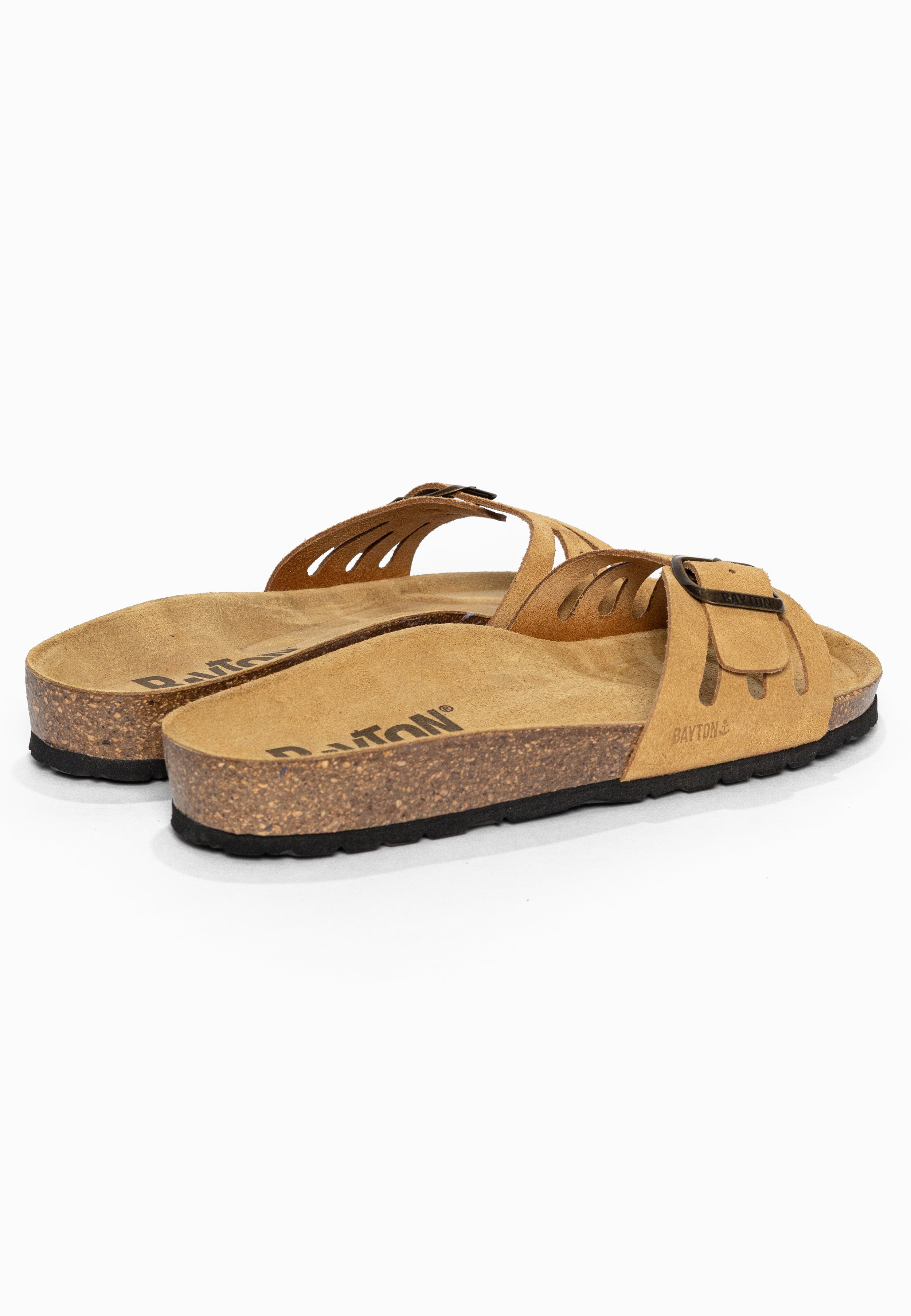 Sandales 1 Bride Athena Camel en Cuir Suédé Bayton pour Femme