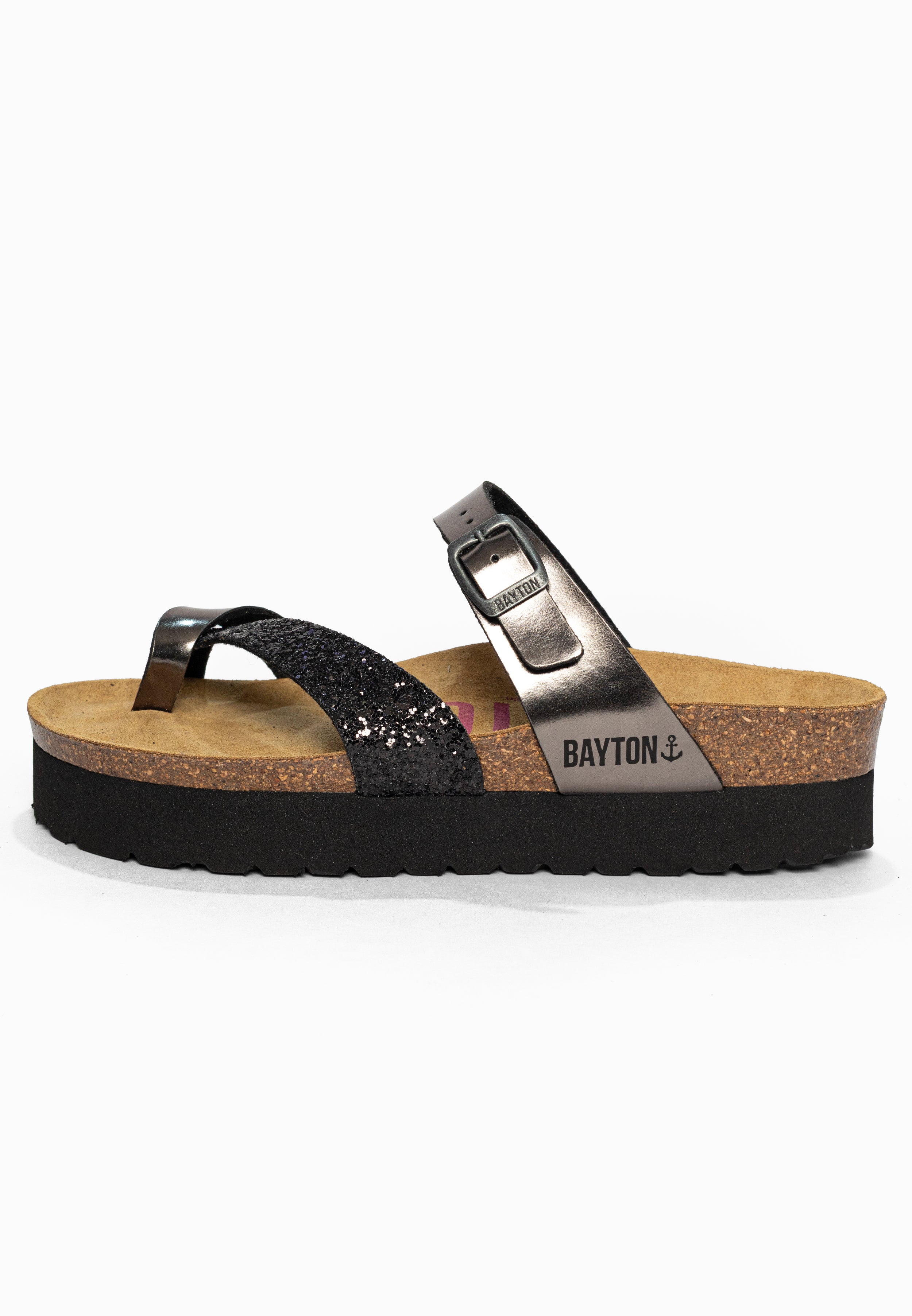 Sandales à Plateforme Andromac Argent et Argent pailleté Bayton pour Femme