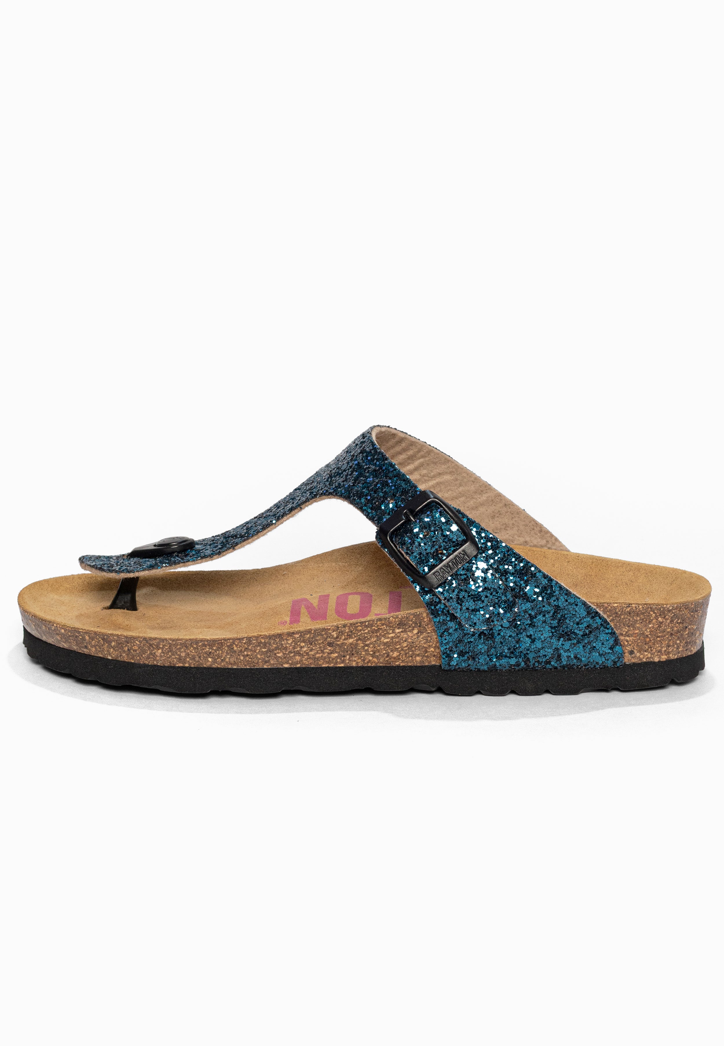 Sandales à Entre-doigts Mercure Bleu pailleté Bayton pour Femme