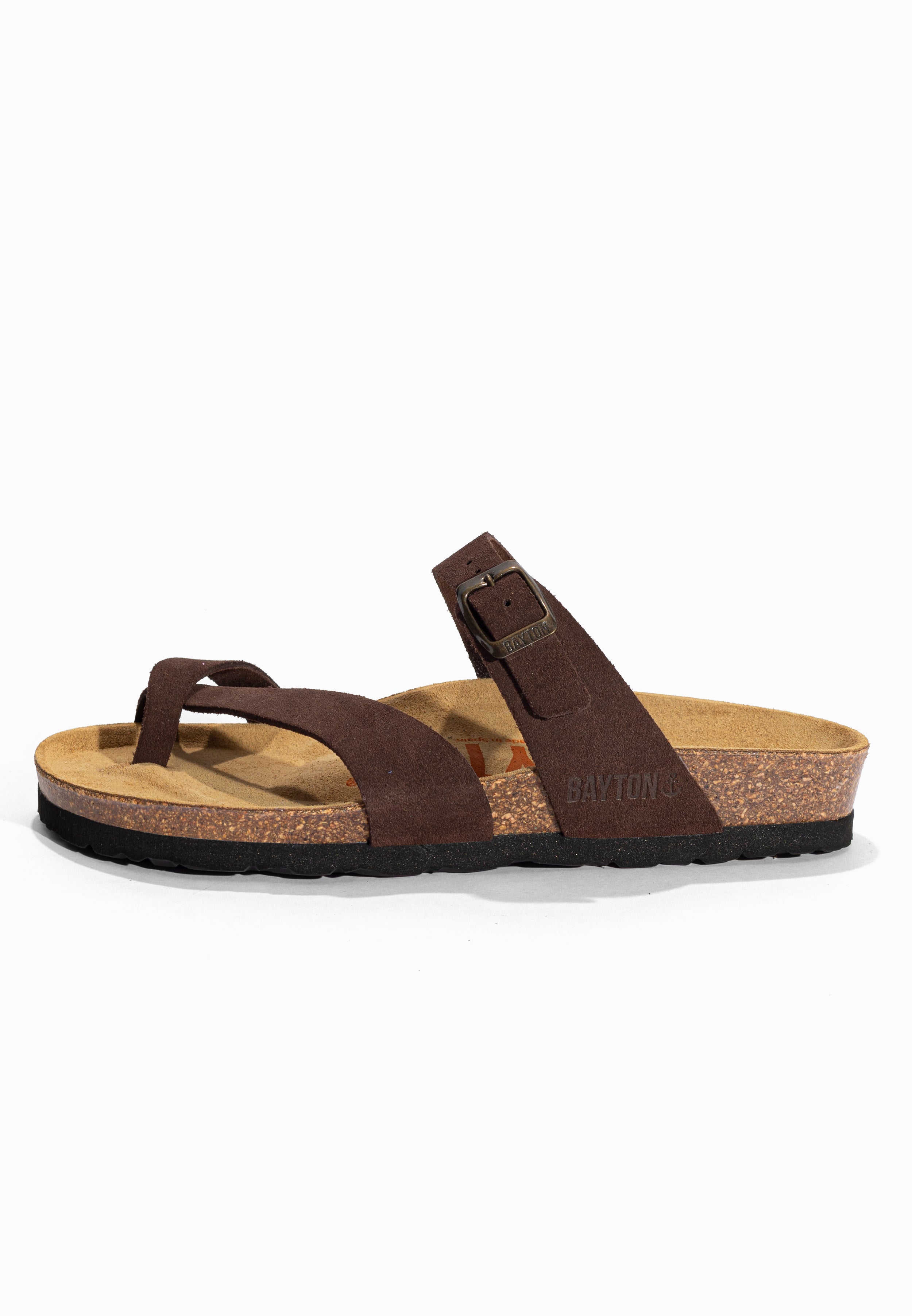 Sandales à Entre-doigts Diane Marron en Cuir Suédé Bayton pour Femme