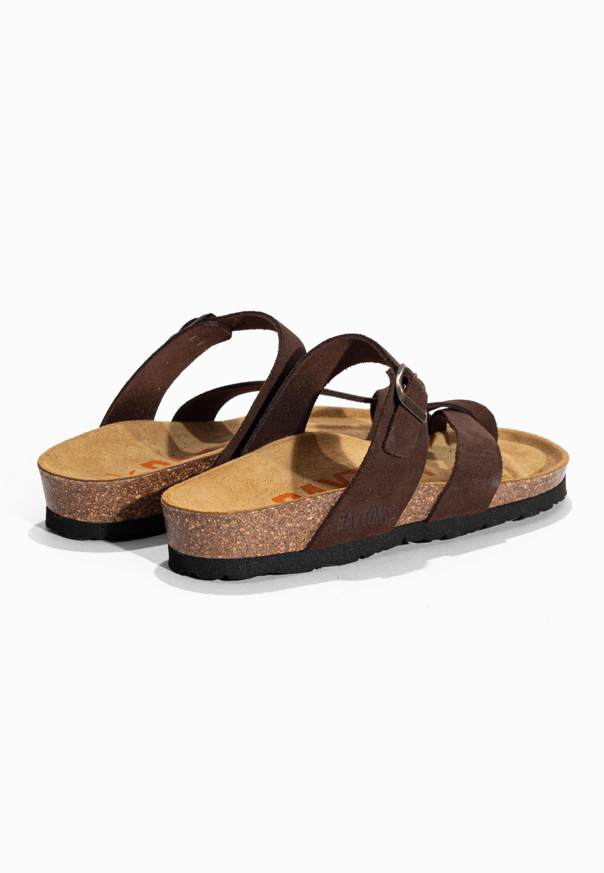 Sandales à Entre-doigts Diane Marron en Cuir Suédé Bayton pour Femme