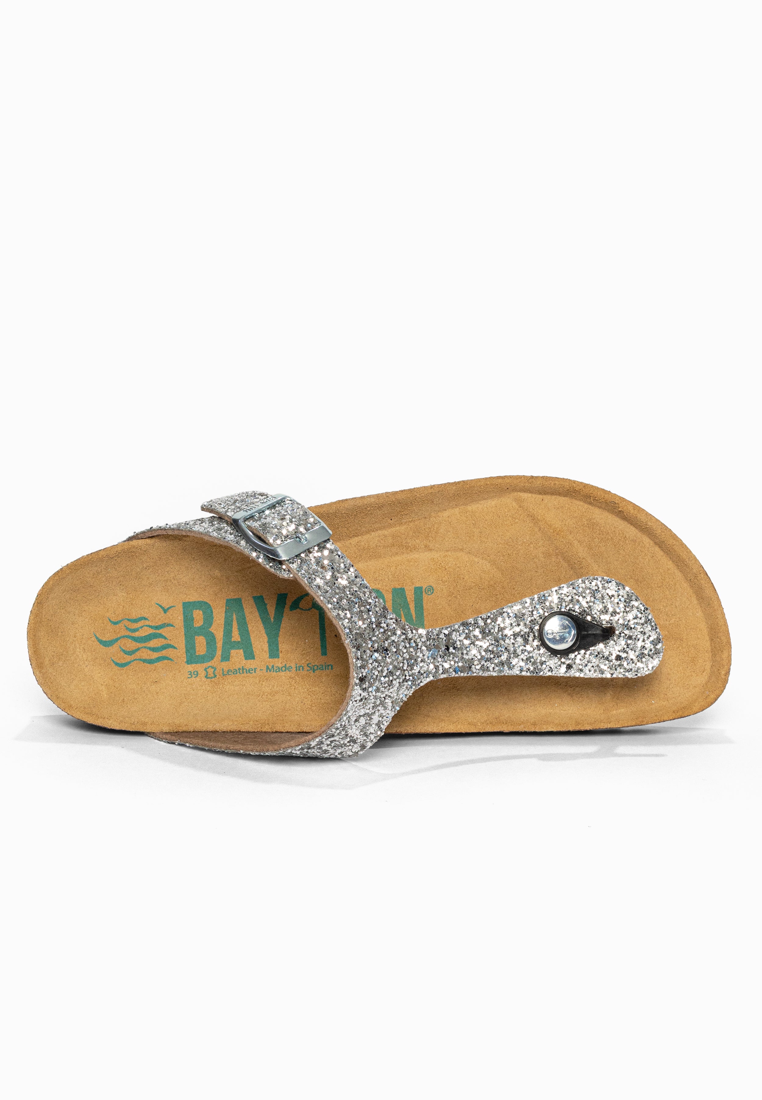 Sandales à Entre-doigts Mercure Argent pailleté Bayton pour Femme