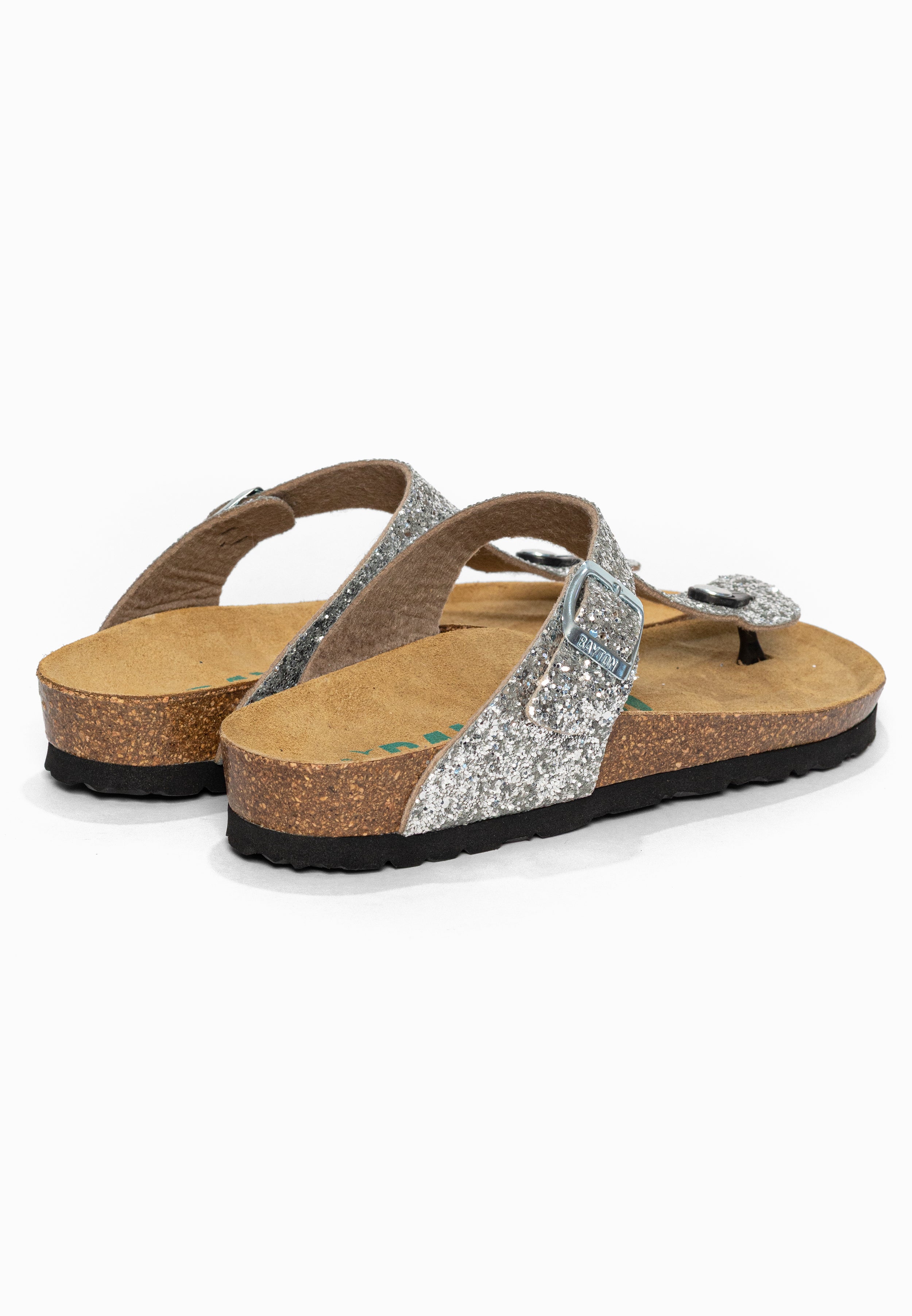 Sandales à Entre-doigts Mercure Argent pailleté Bayton pour Femme