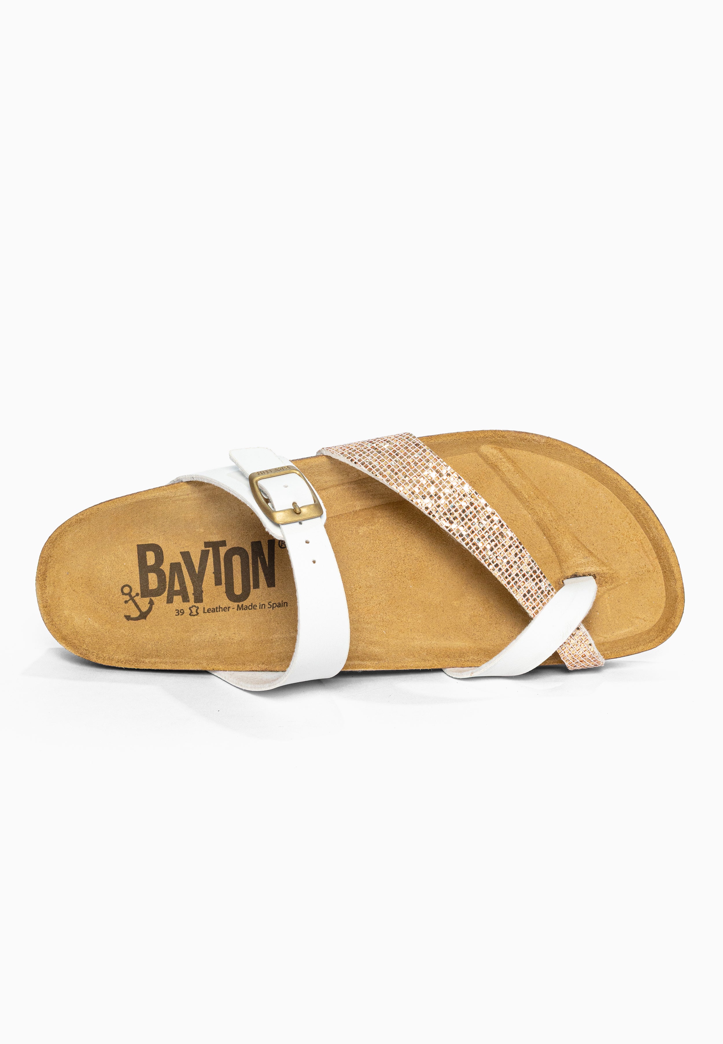 Sandales à Entre-doigts Diane Blanc et Rose gold pailleté Bayton pour Femme